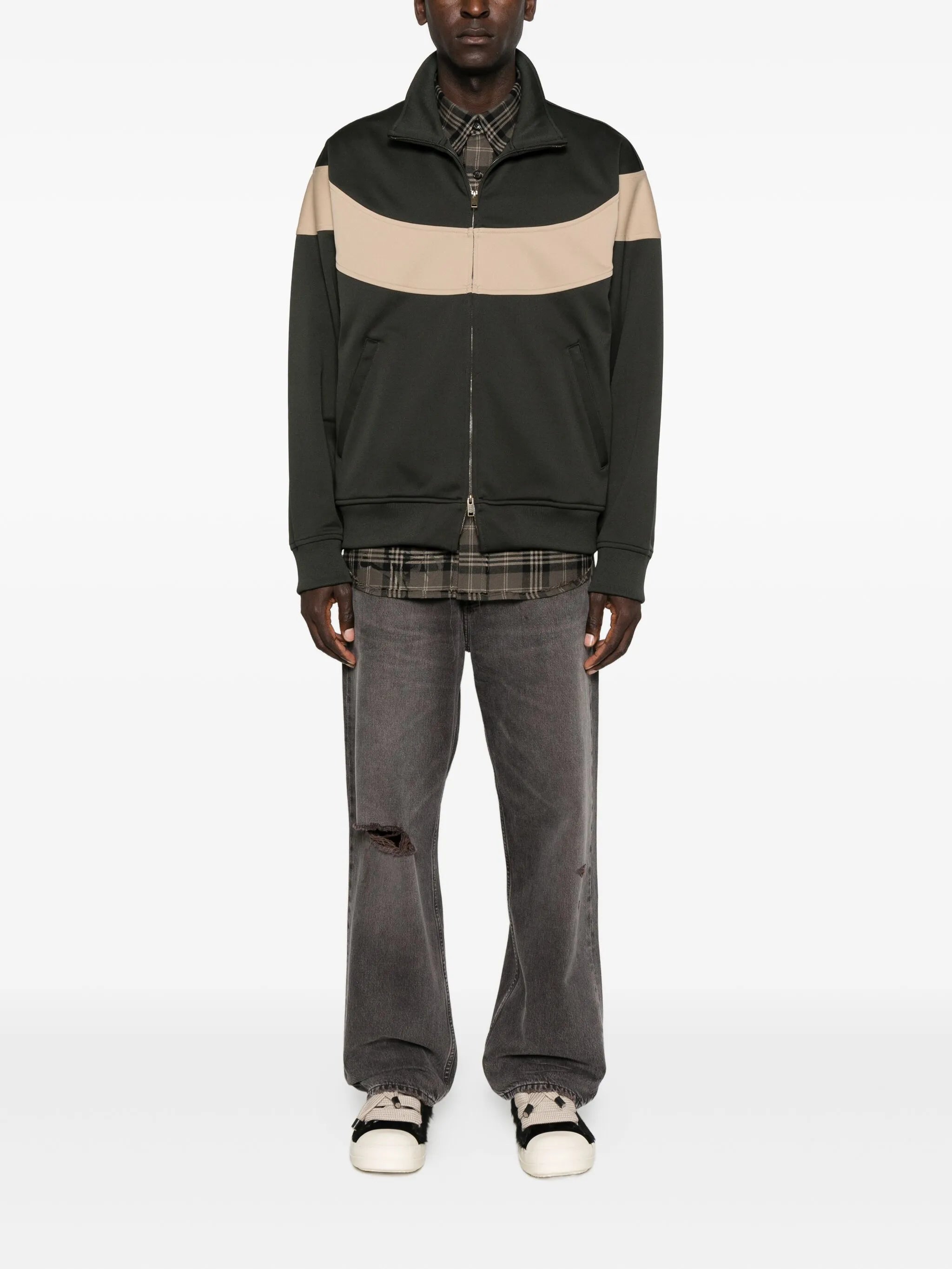 panelled zip-up track jacket