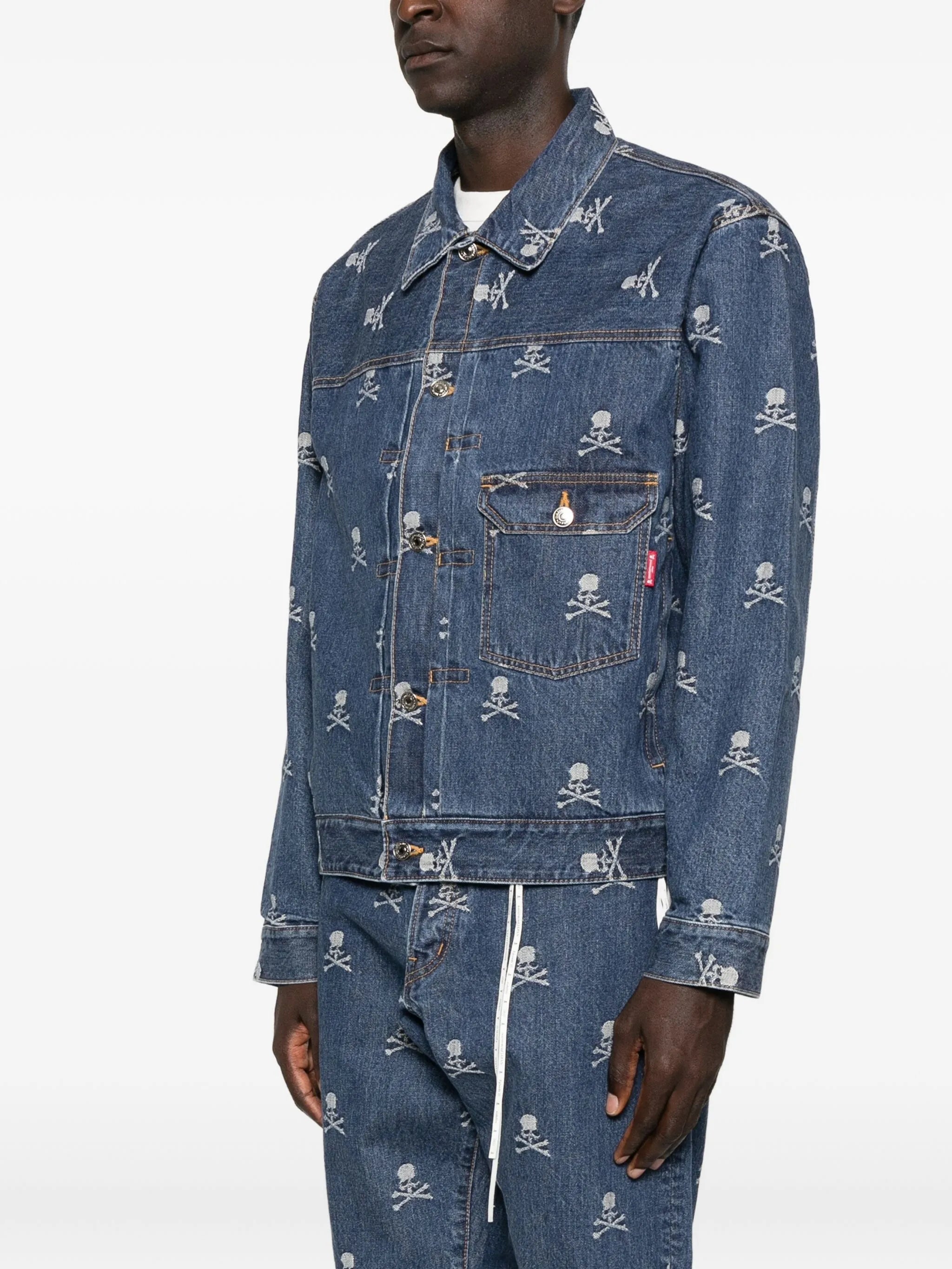 skull-crossbones denim jacket