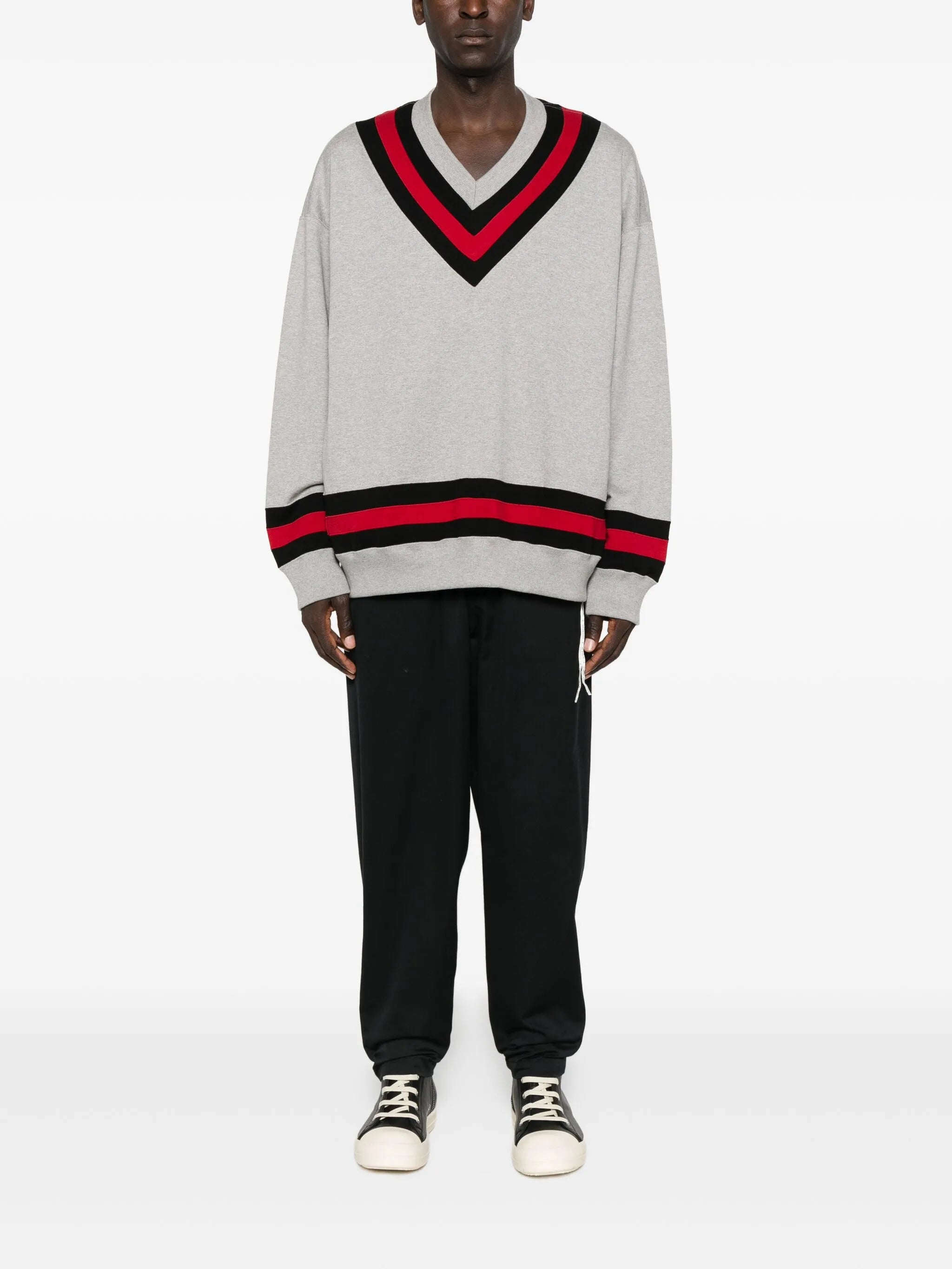 v-neck varsity sweater
