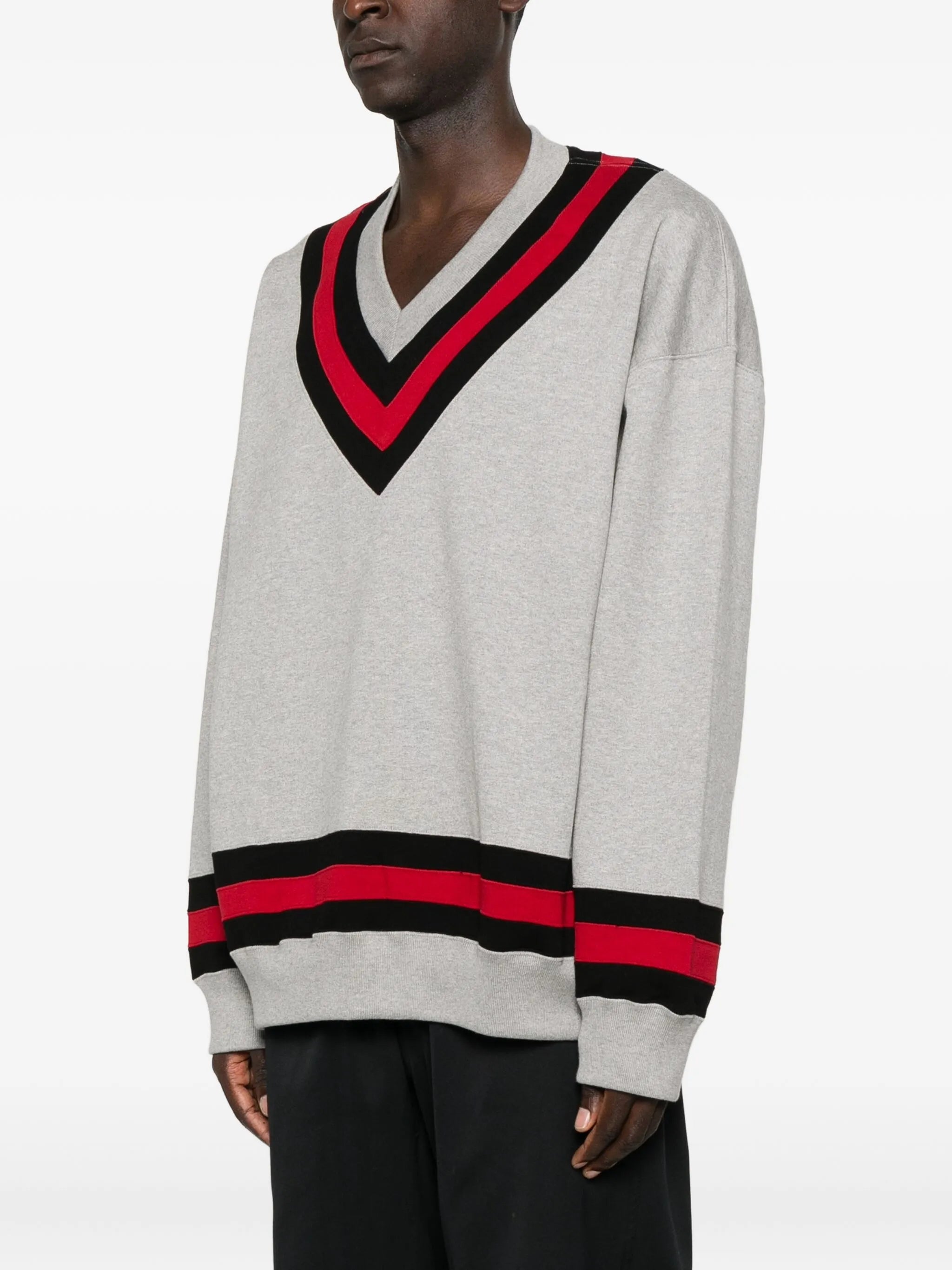 v-neck varsity sweater