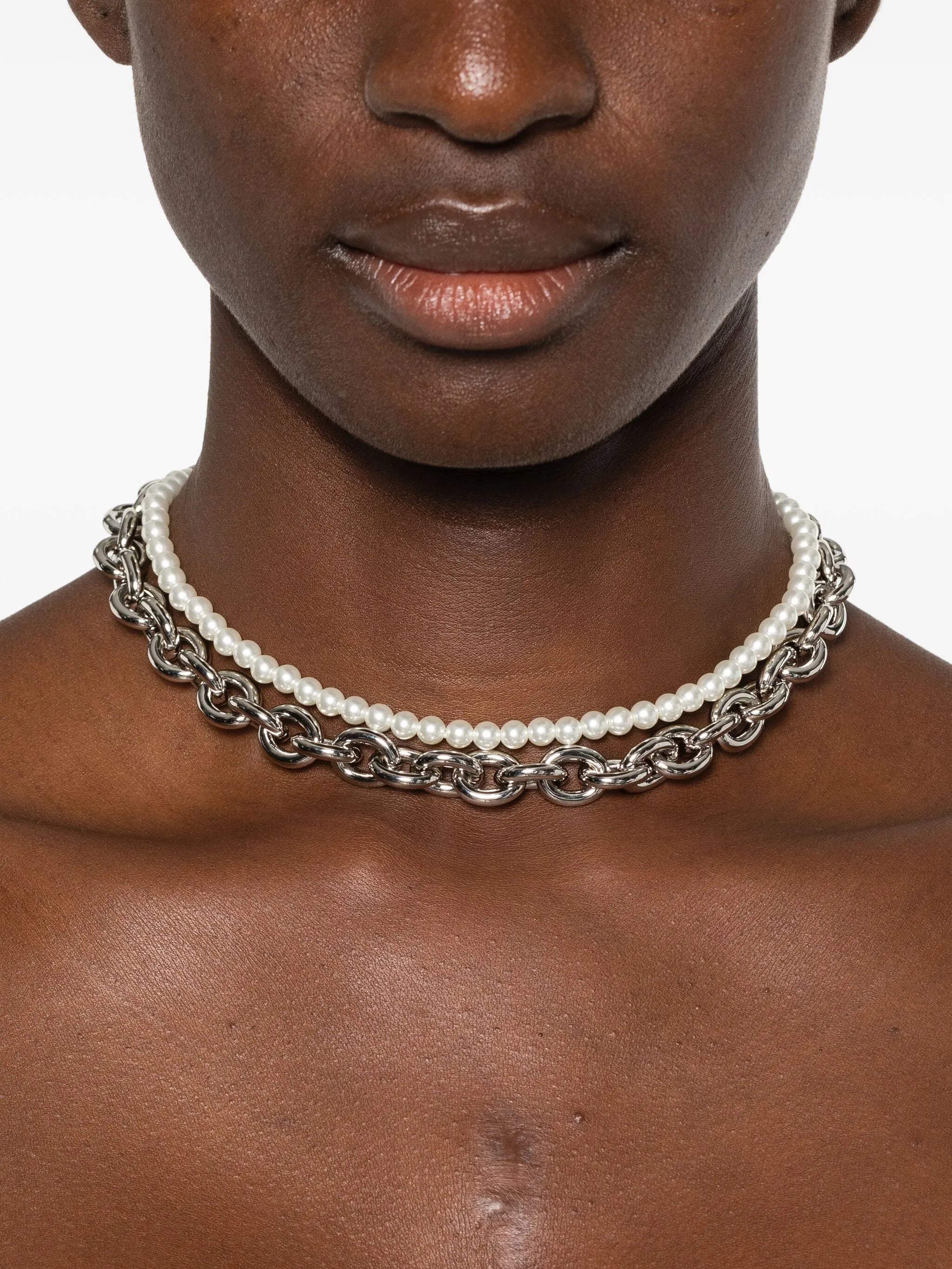 faux pearl embellished necklace