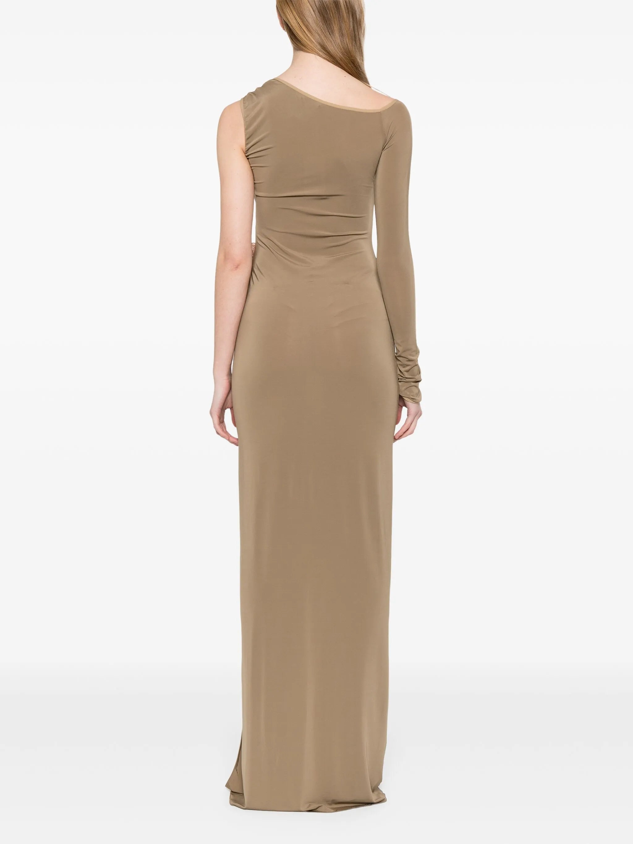 frill-detail asymmetric maxi dress