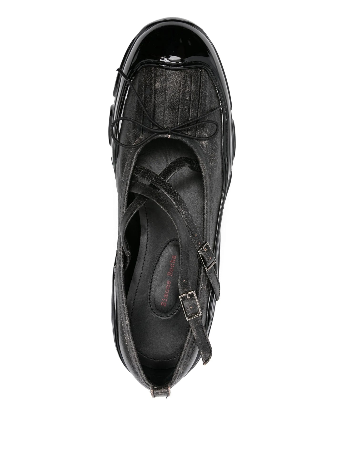 cross-strap patent-toe sneakers