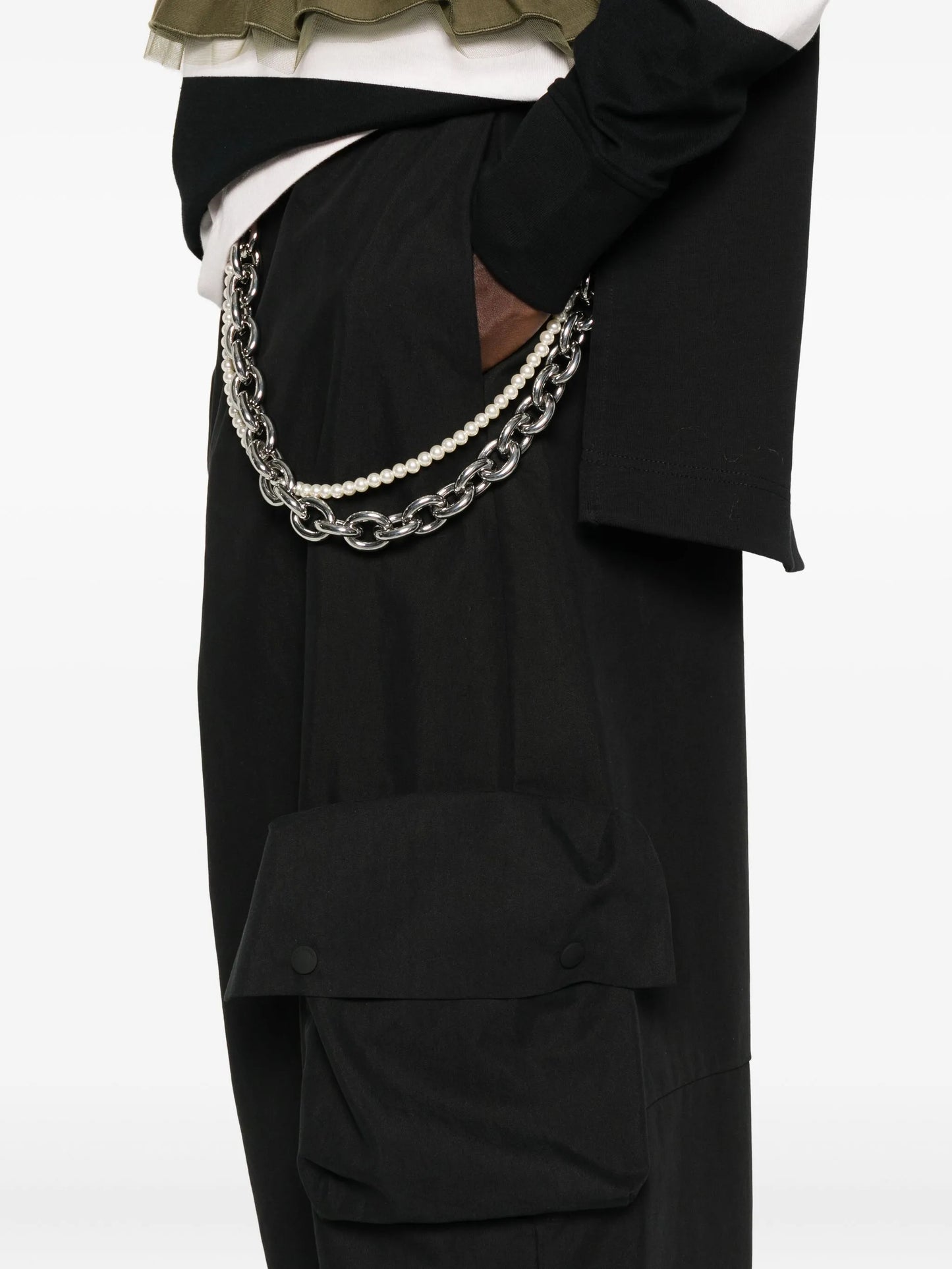 drawstring-fastening multi-pockets trousers