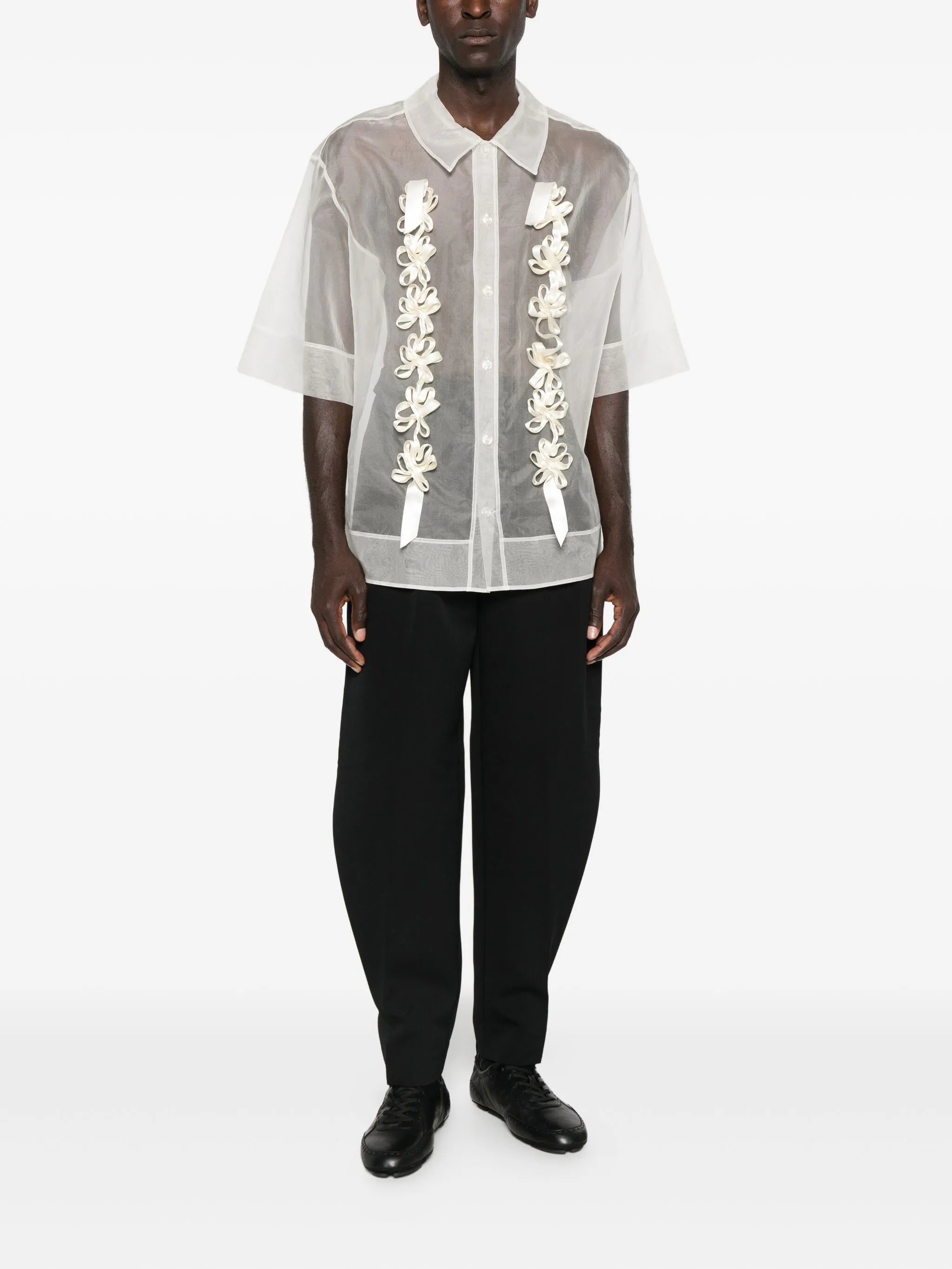 floral-ribbon shirt