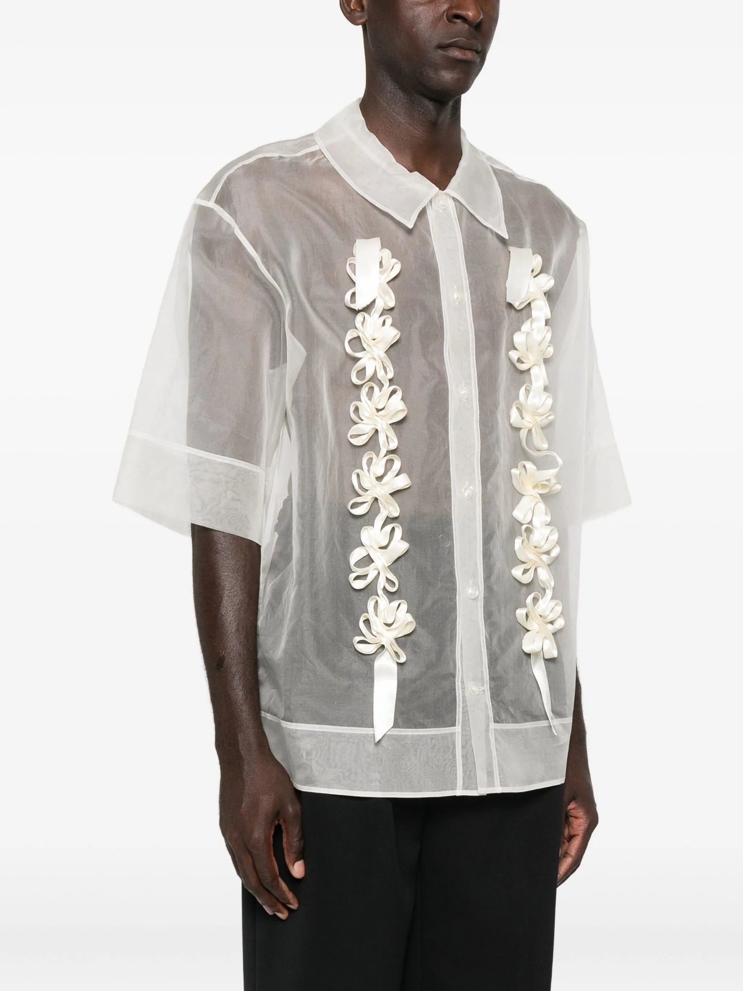 floral-ribbon shirt