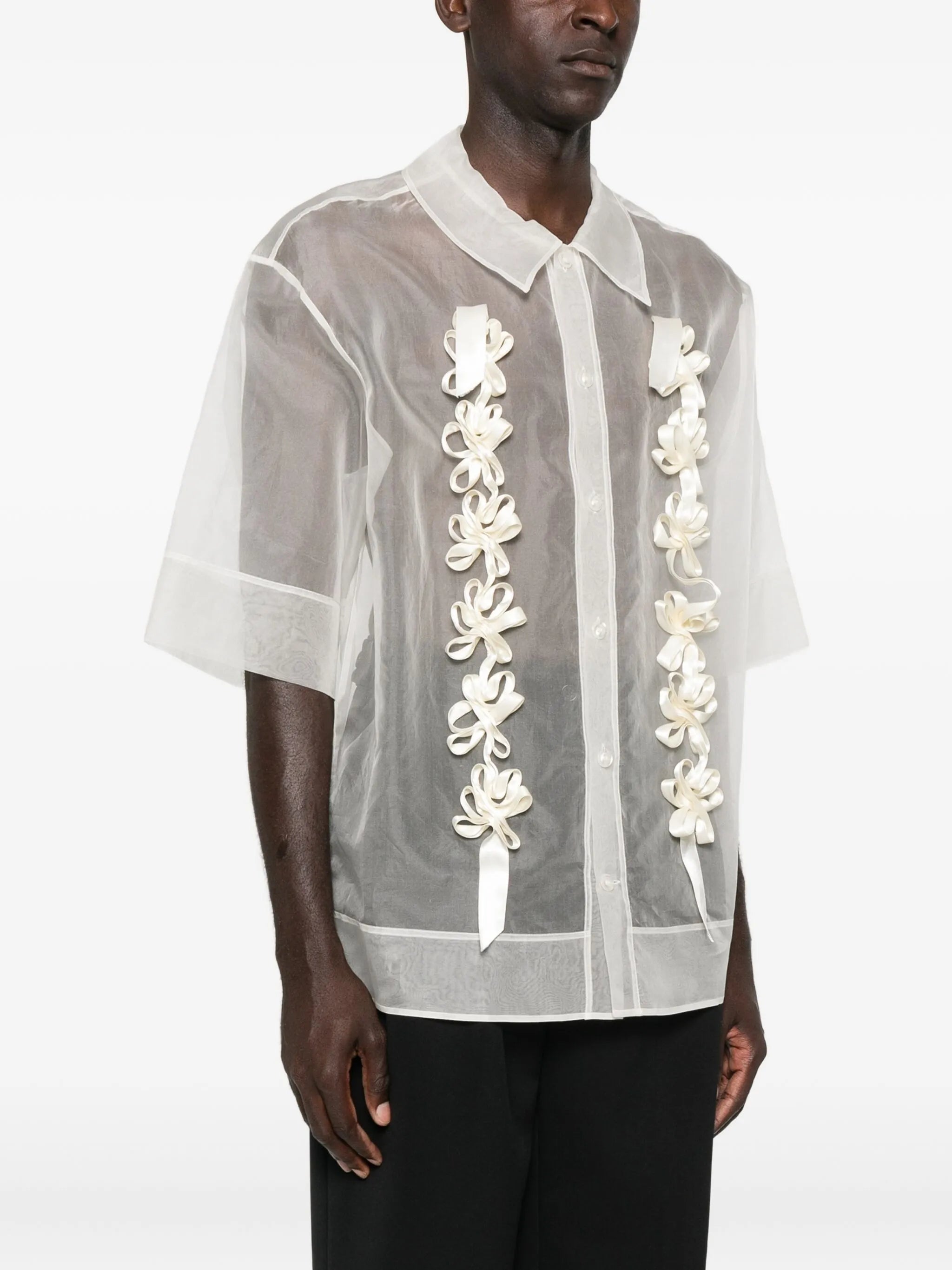 floral-ribbon shirt