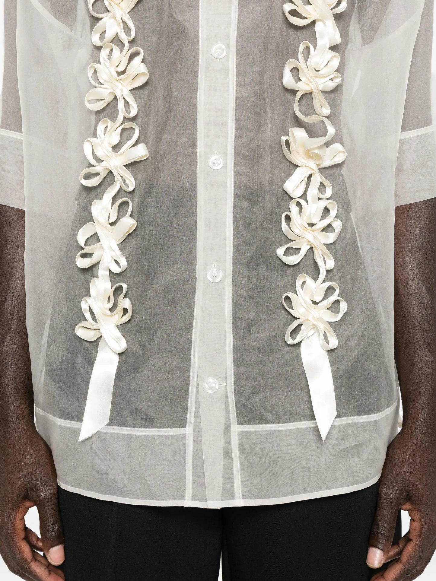 floral-ribbon shirt