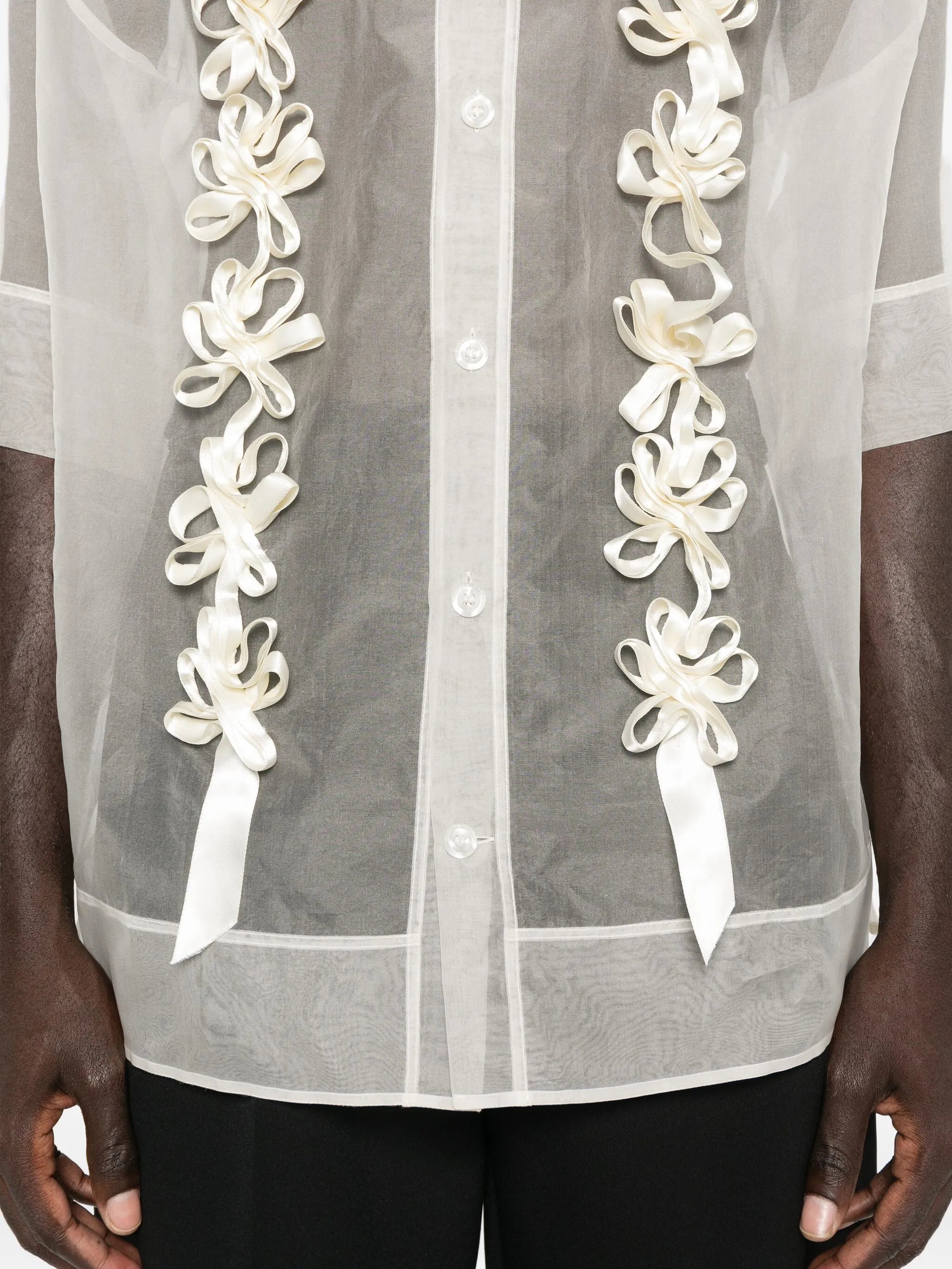 floral-ribbon shirt