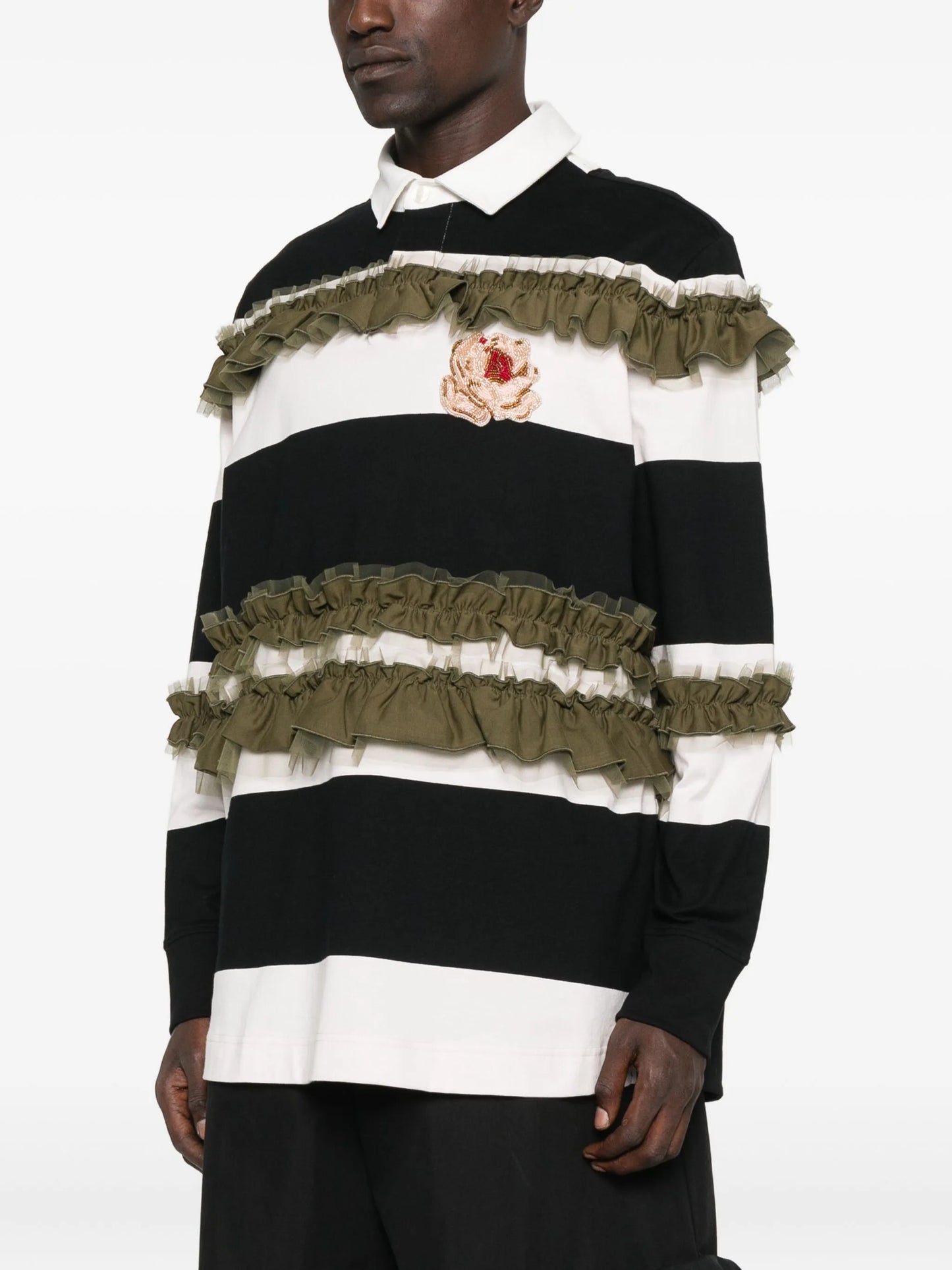 ruffle-detail polo shirt
