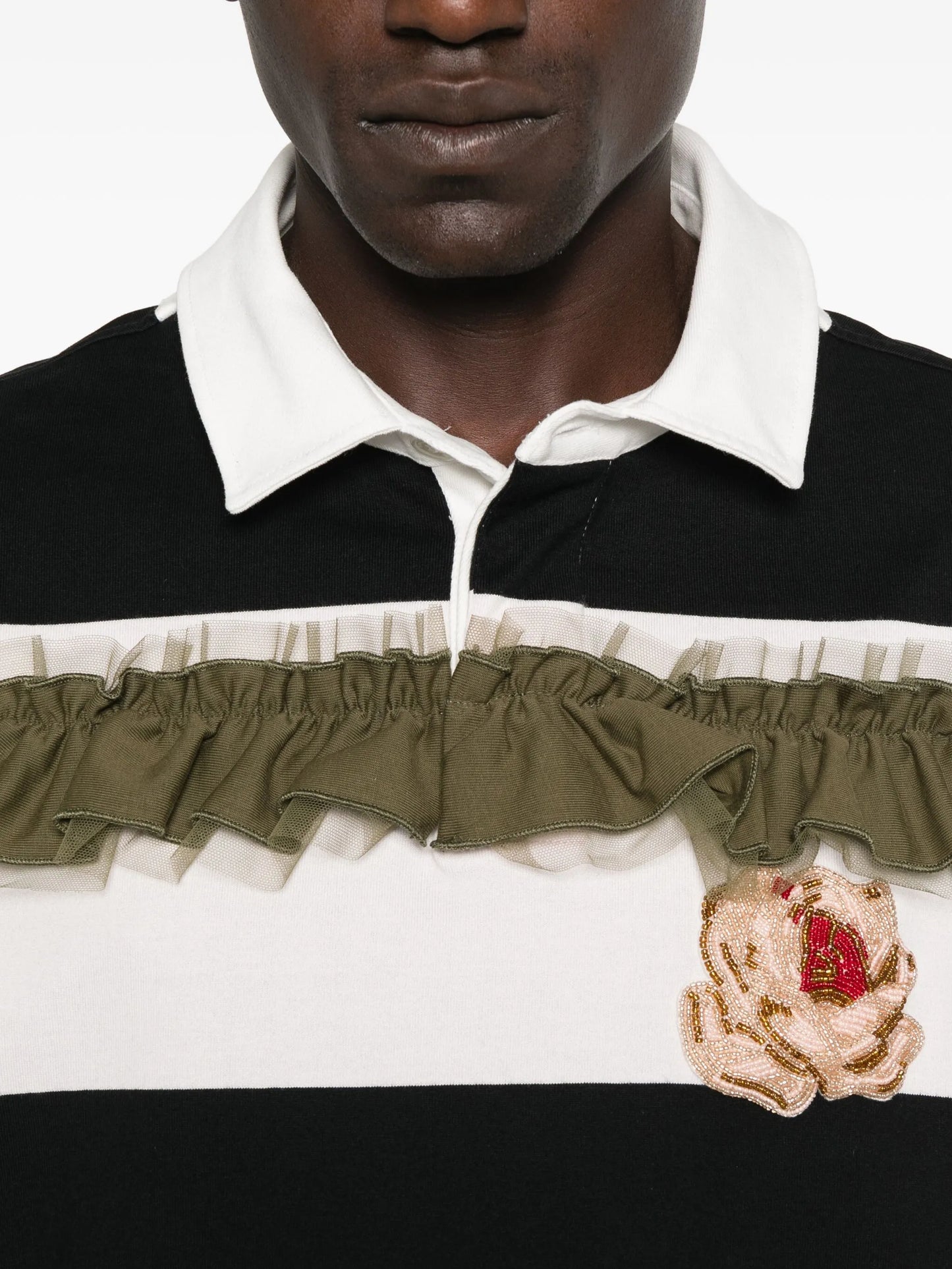 ruffle-detail polo shirt
