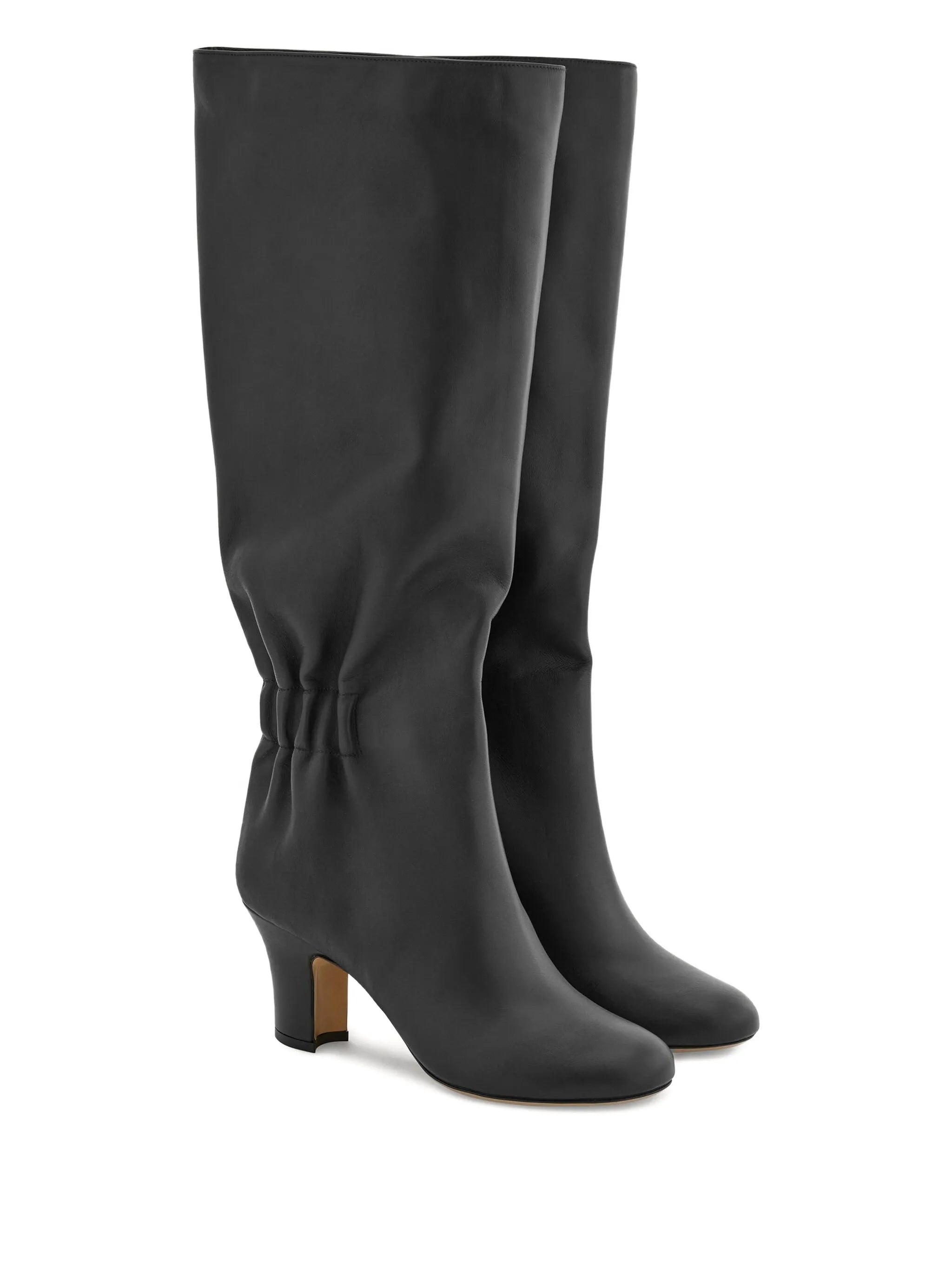 70mm ruched leather boots