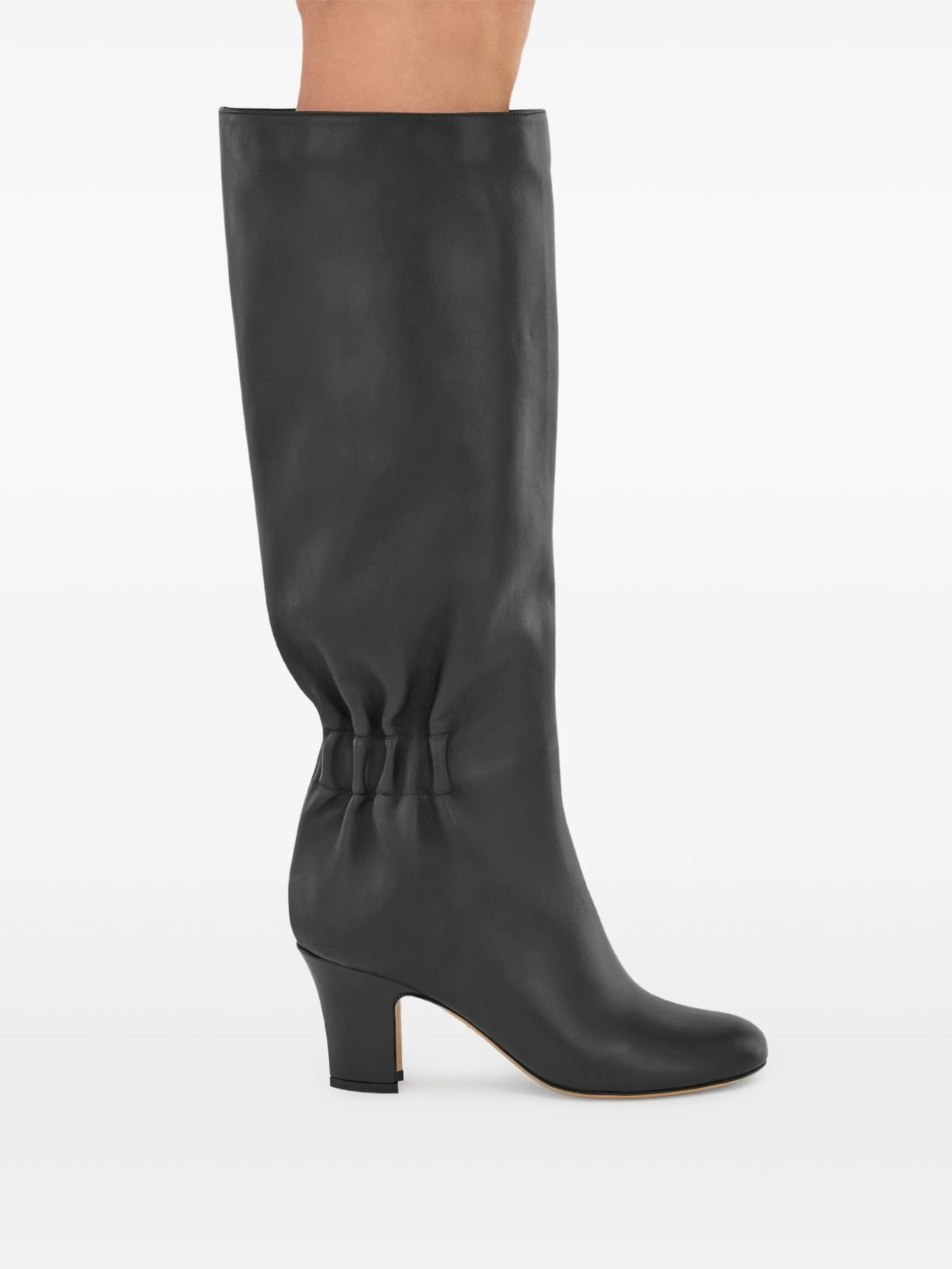 70mm ruched leather boots