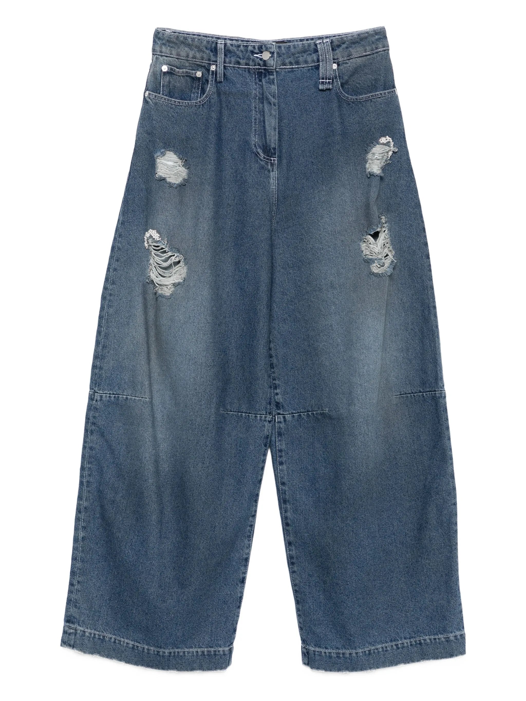 distressed puddle jeans