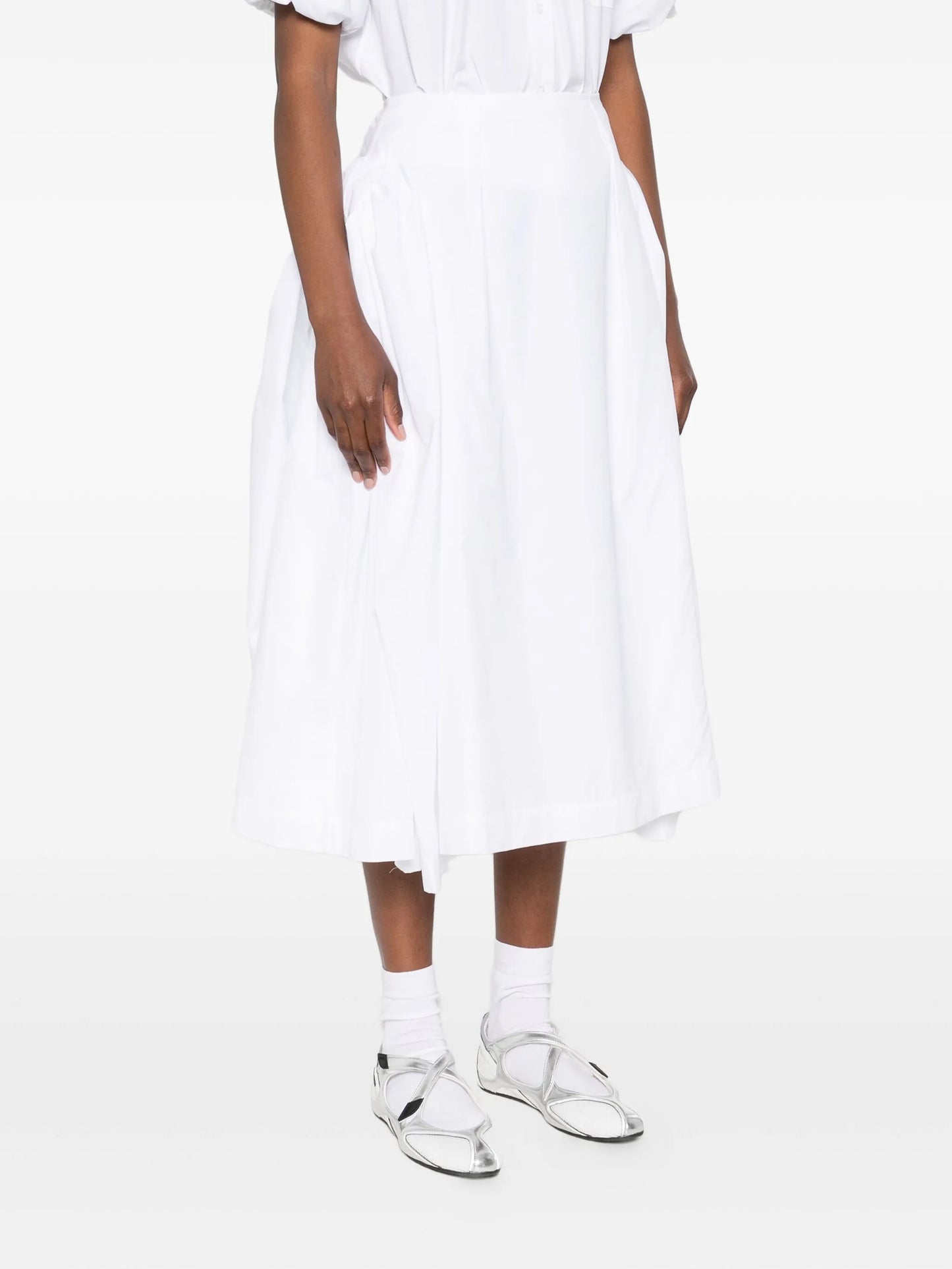 bow hip-detailed midi skirt