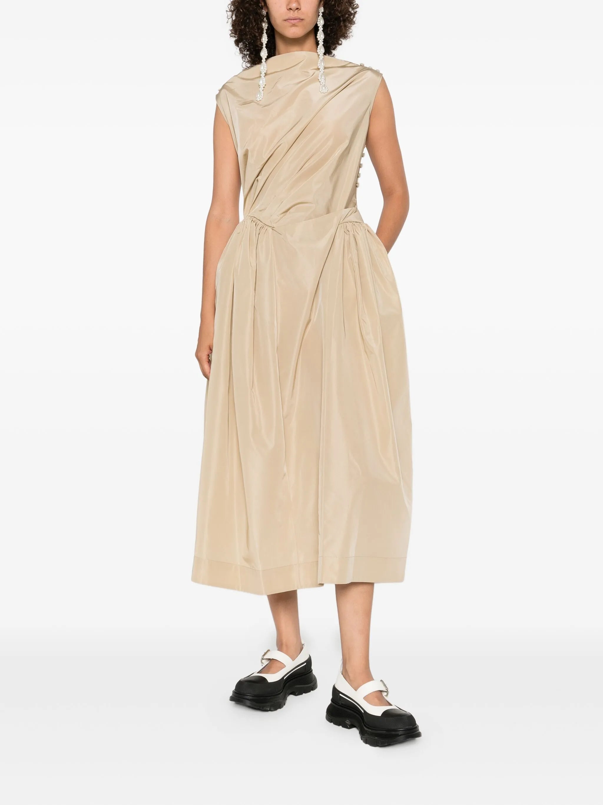 draped-detail midi dress