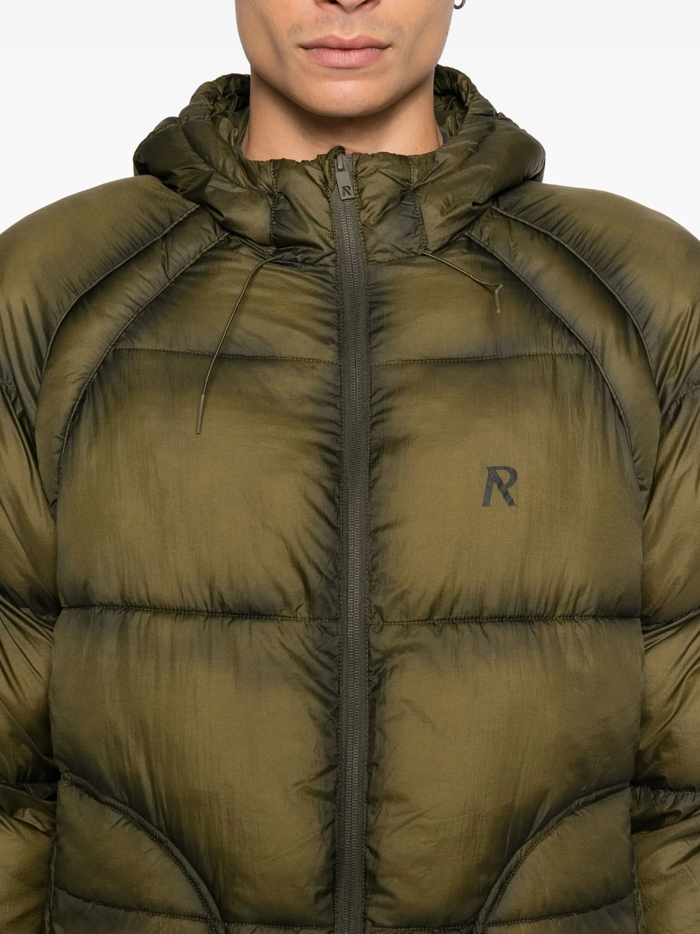 translucent hooded puffer jacket