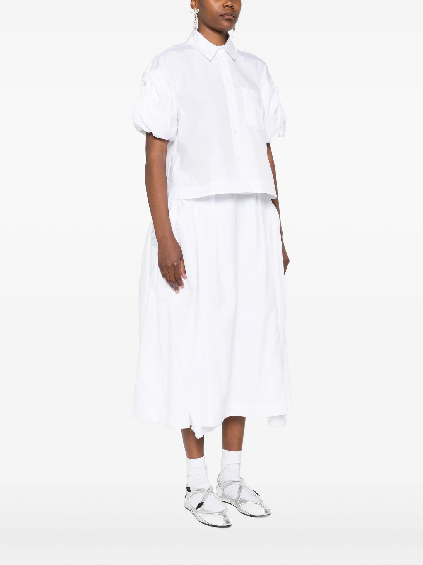 cropped puff-sleeves shirt