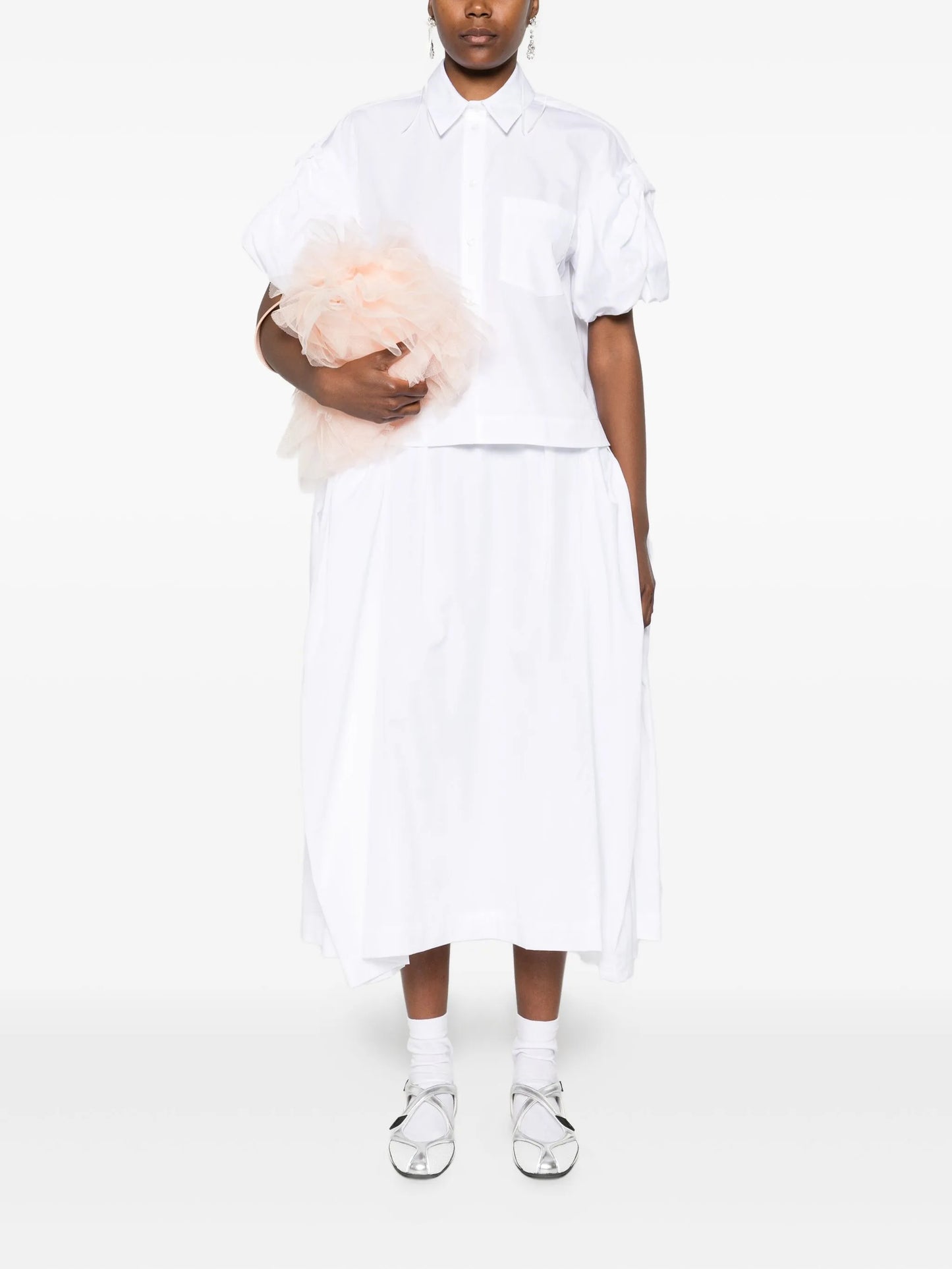 cropped puff-sleeves shirt