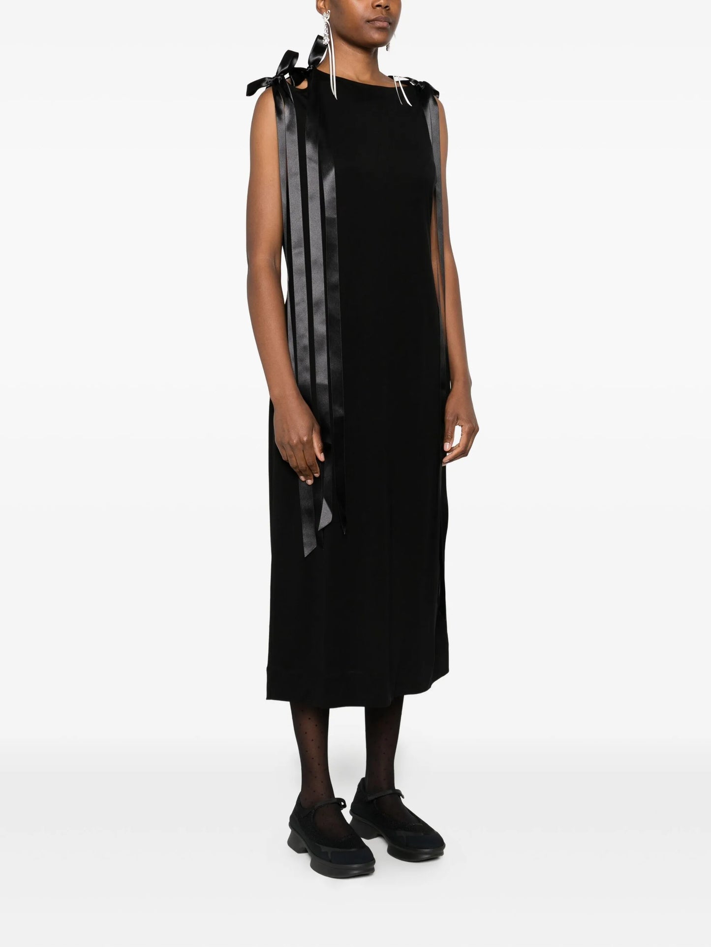 bow strap-detail midi dress