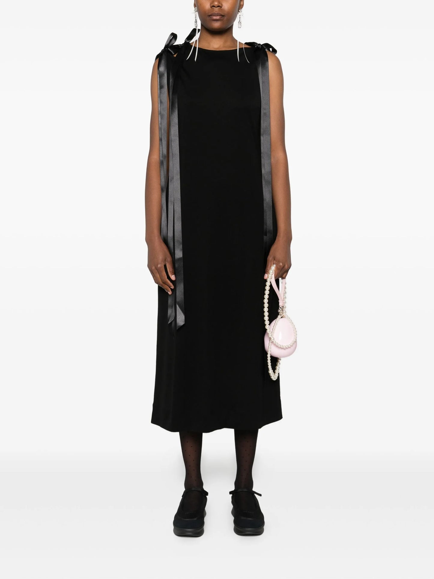 bow strap-detail midi dress