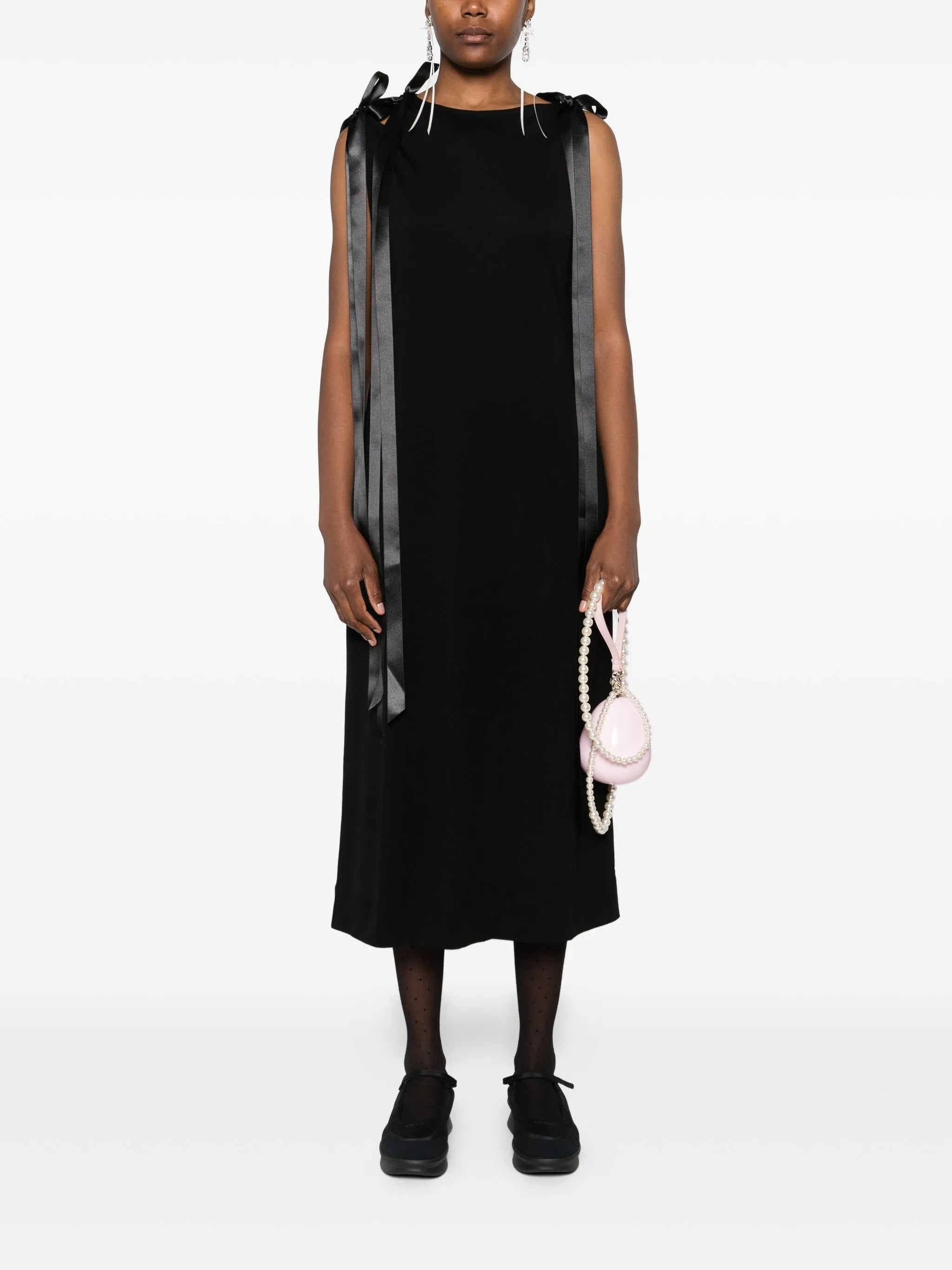 bow strap-detail midi dress