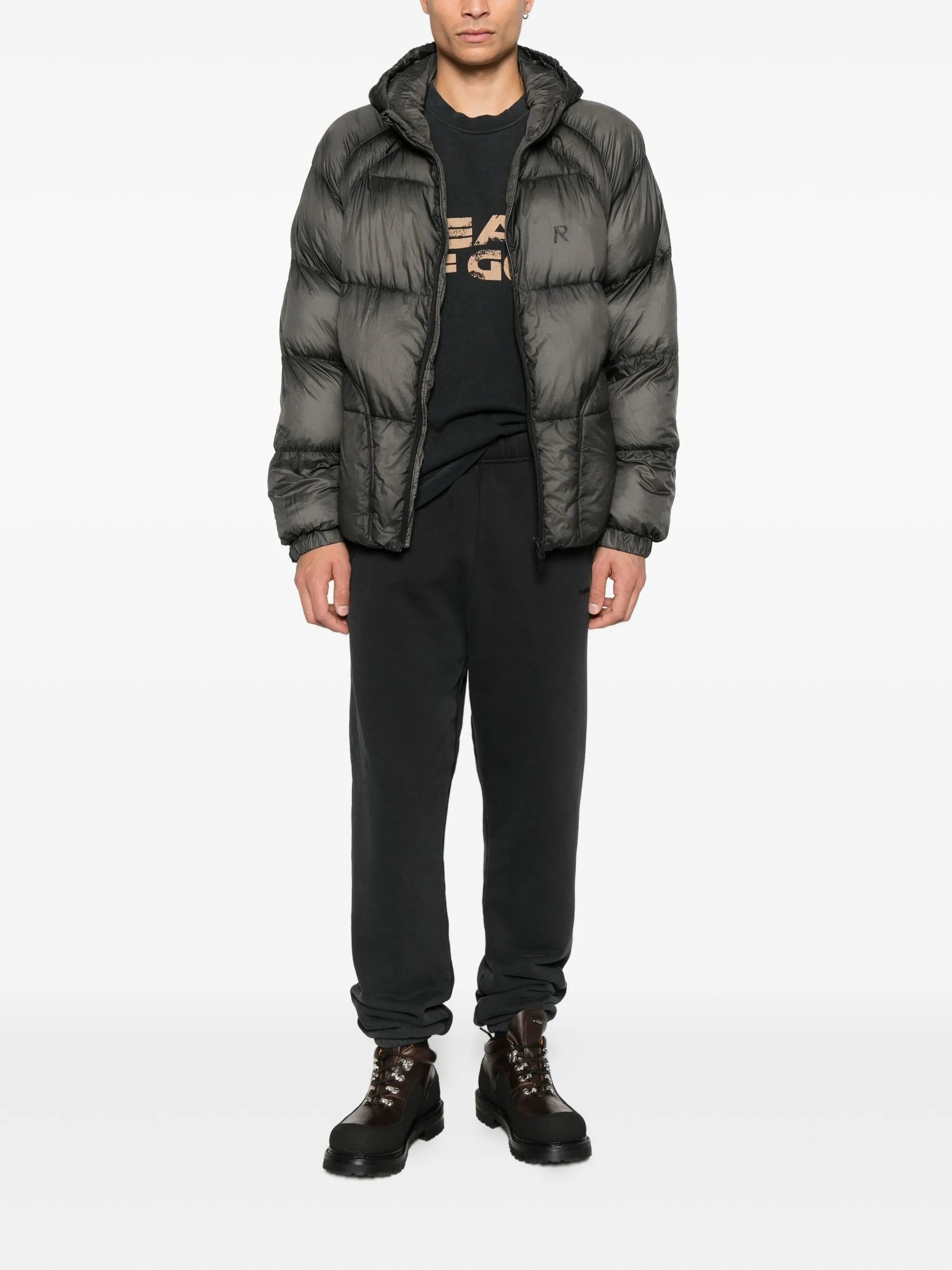 translucent hooded puffer jacket