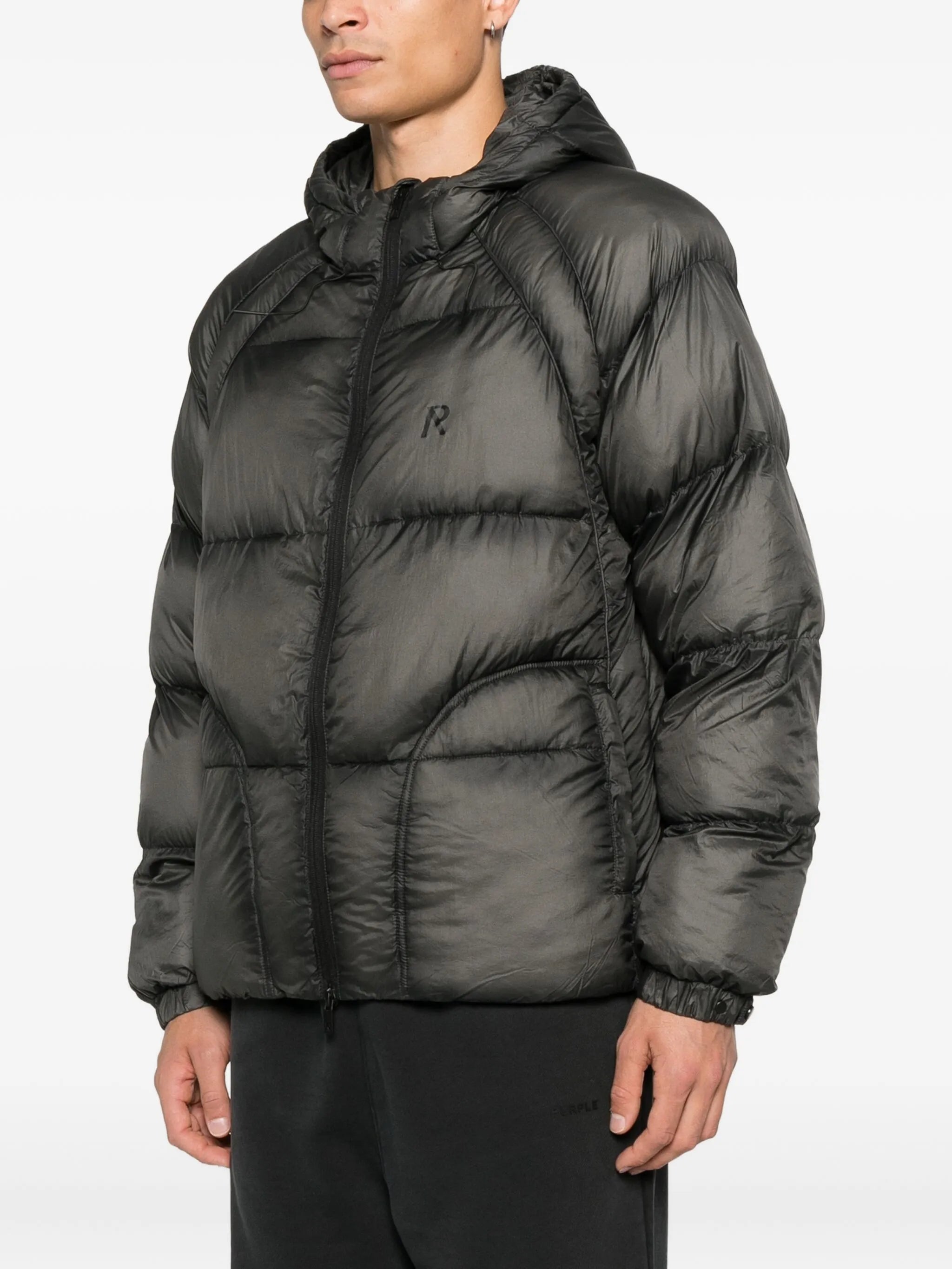translucent hooded puffer jacket