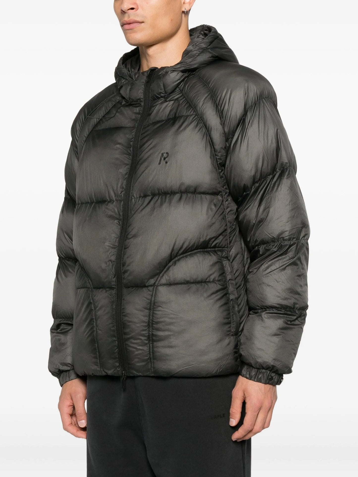 translucent hooded puffer jacket