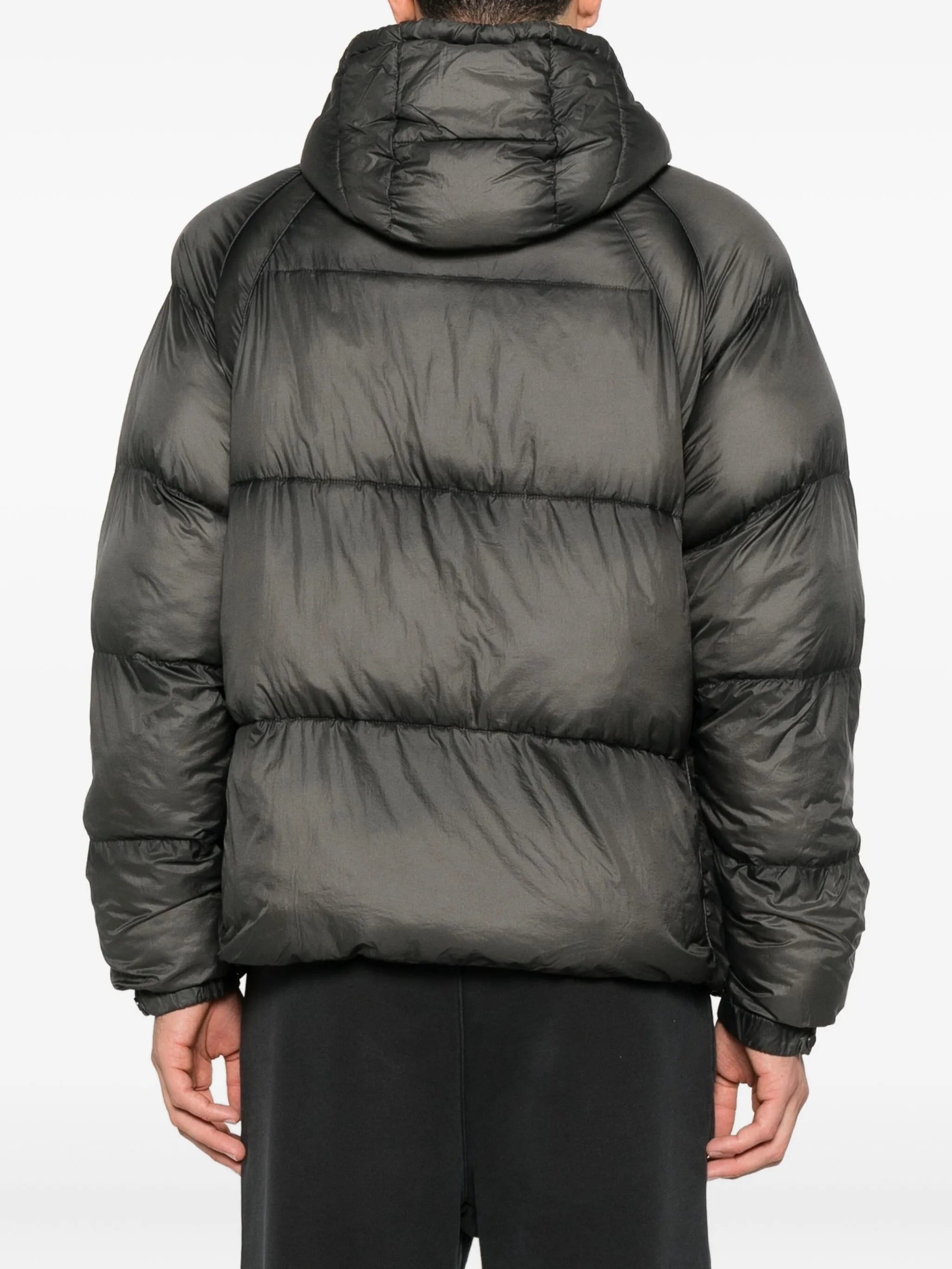 translucent hooded puffer jacket
