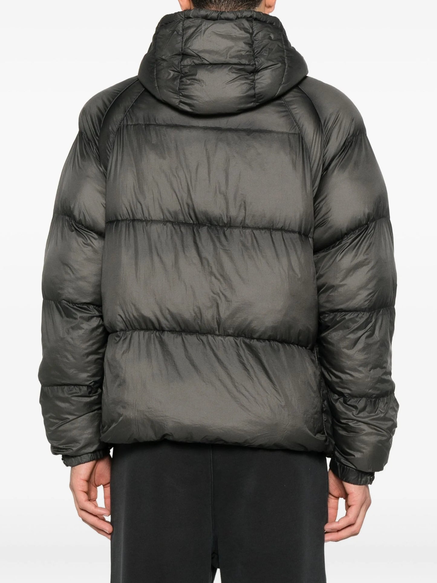 translucent hooded puffer jacket