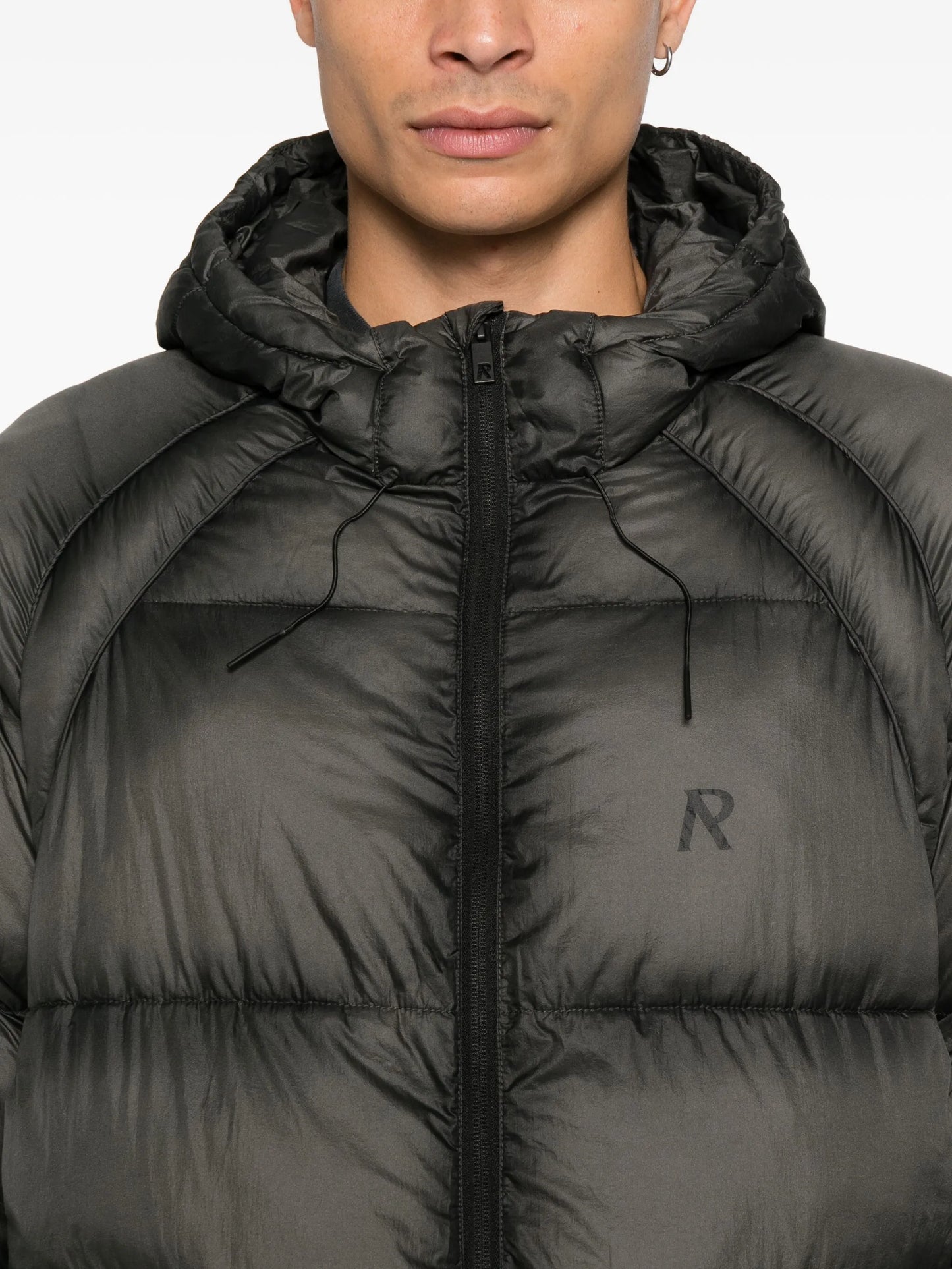 translucent hooded puffer jacket
