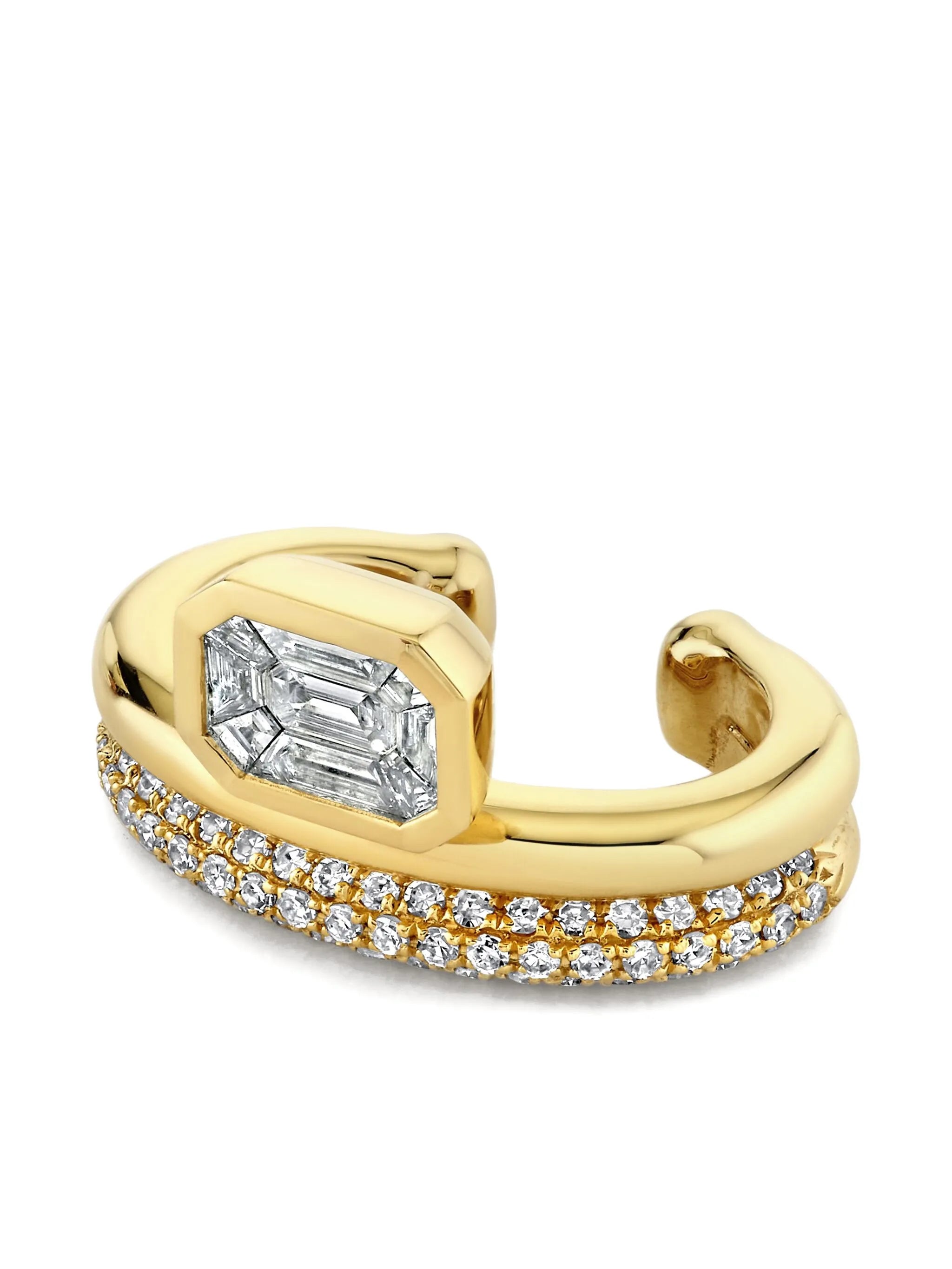 18K yellow gold Floating Bezel diamond ear cuff