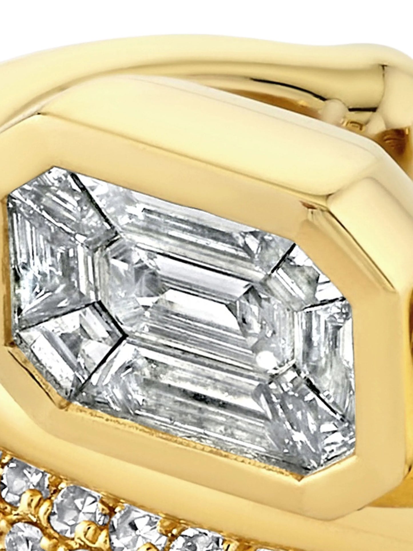 18K yellow gold floating bezel diamond ear cuff