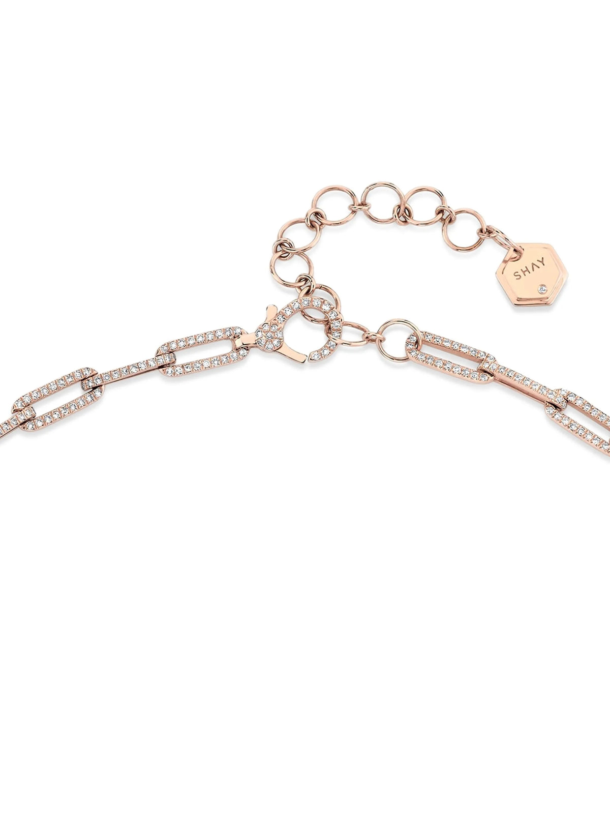 diamond pave flat cable link necklace
