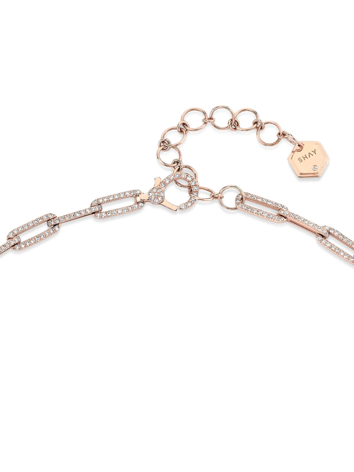 18K rose gold diamond cable-link chain necklace