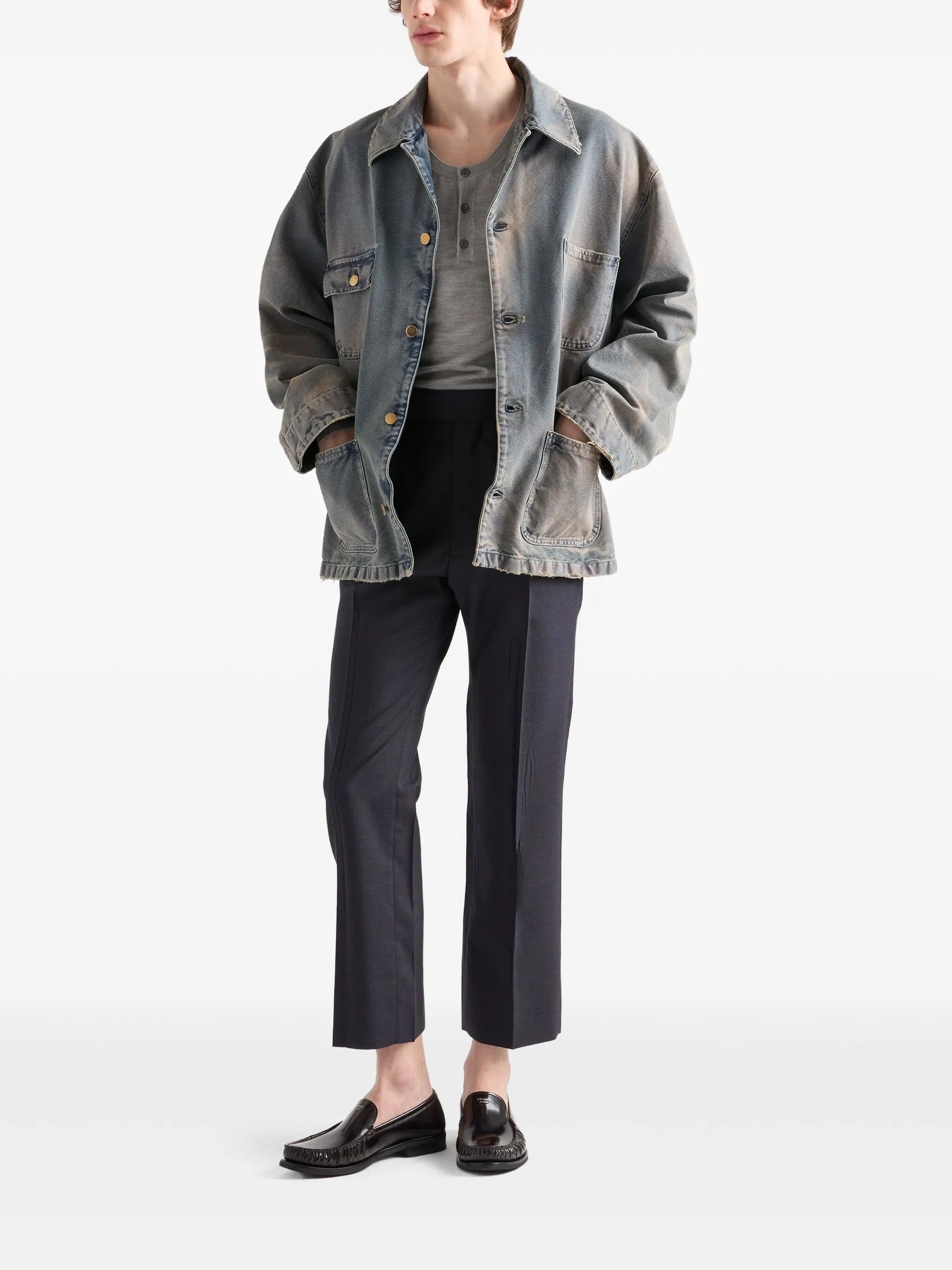 distressed-effect jacket