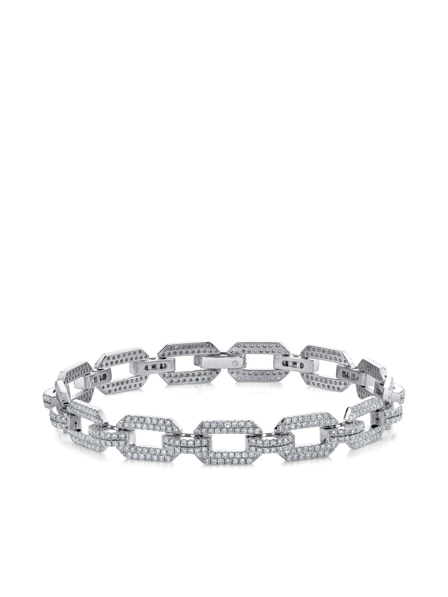 18K white gold Flat Geo Link diamond bracelet