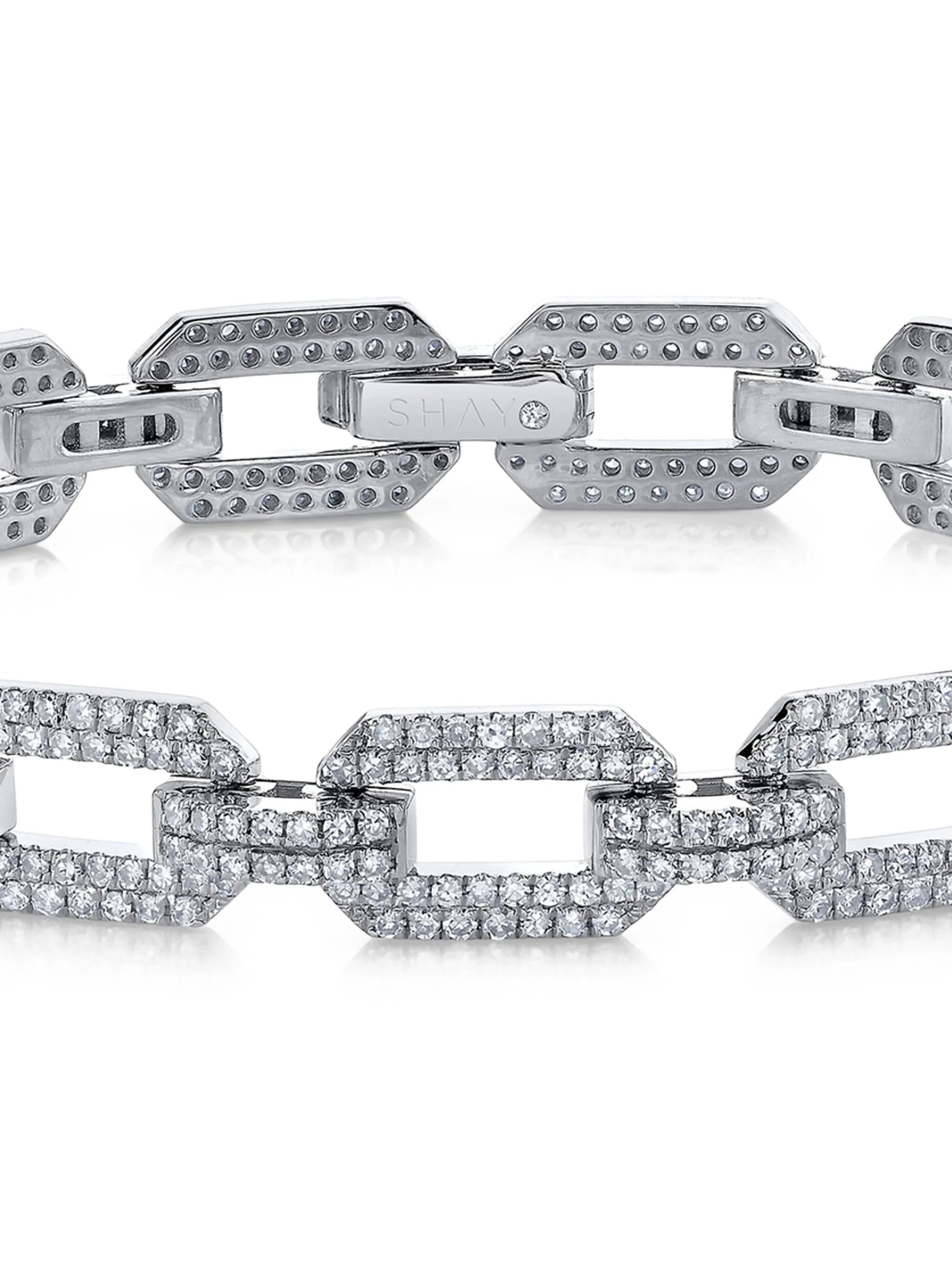 18K white gold Flat Geo Link diamond bracelet