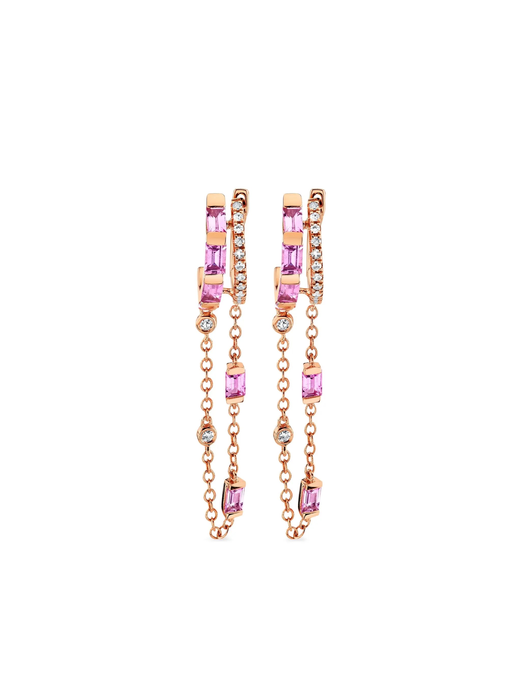 18K rose gold Double Mixed Fringe sapphire earrings