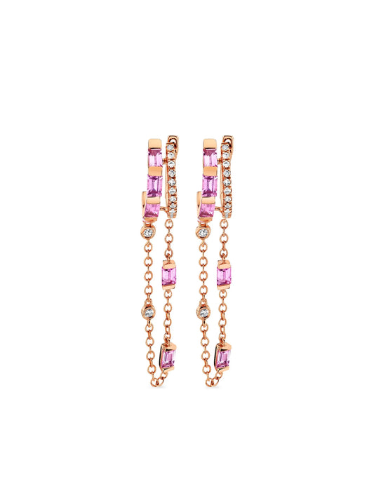18K rose gold Double Mixed Fringe sapphire earrings