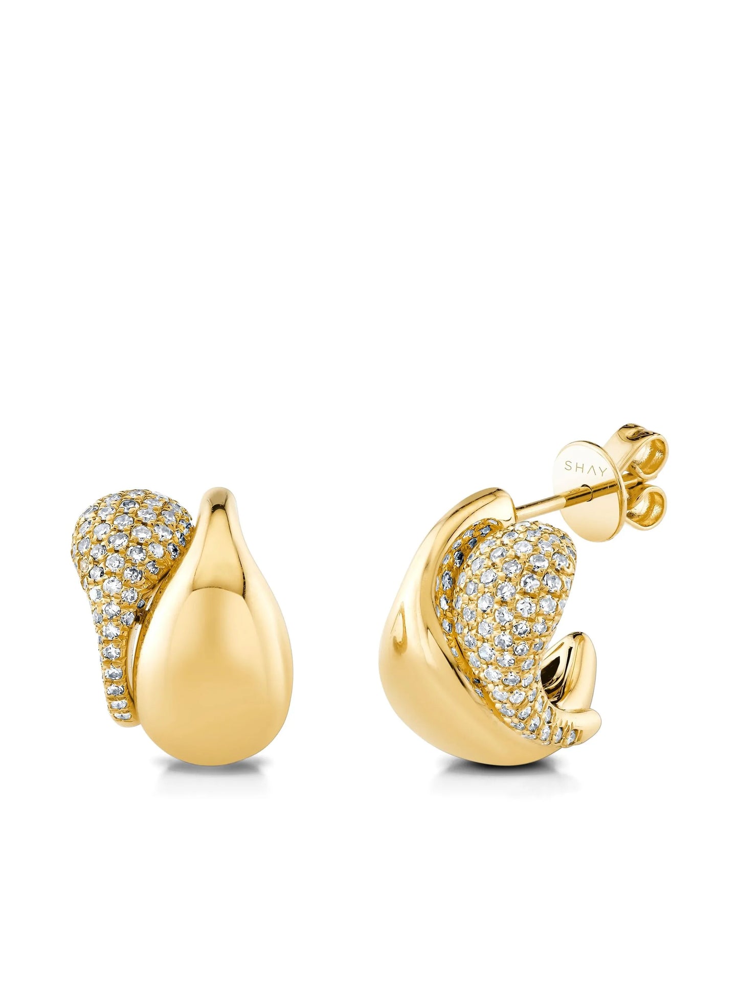 diamond double drip huggies earrings