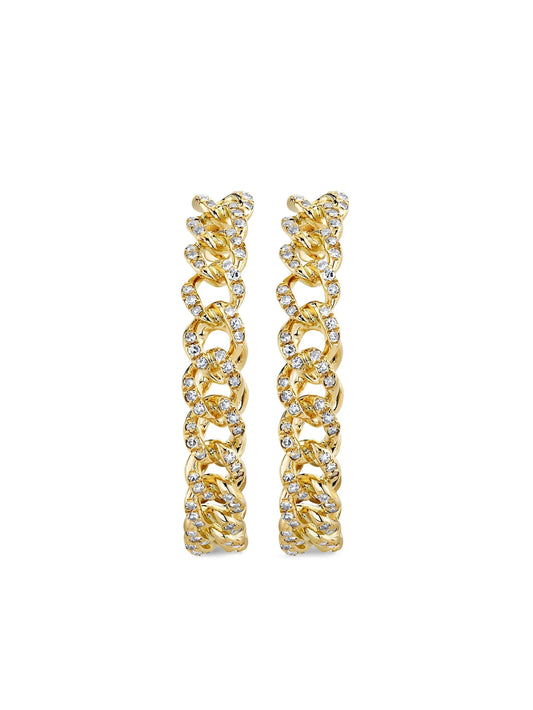 18K yellow gold Páve Link diamond hoop earrings