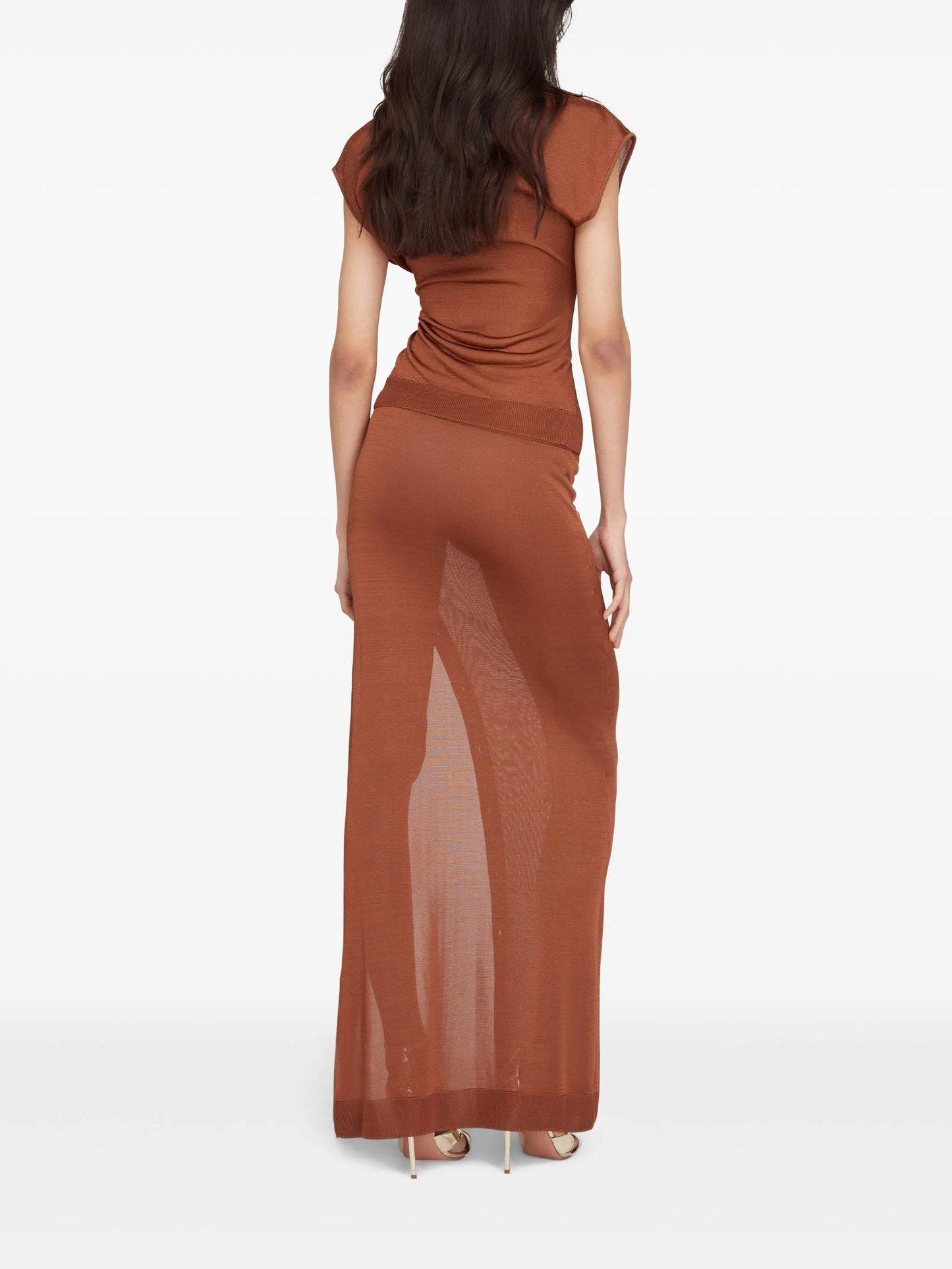 Guayabera semi-sheer top