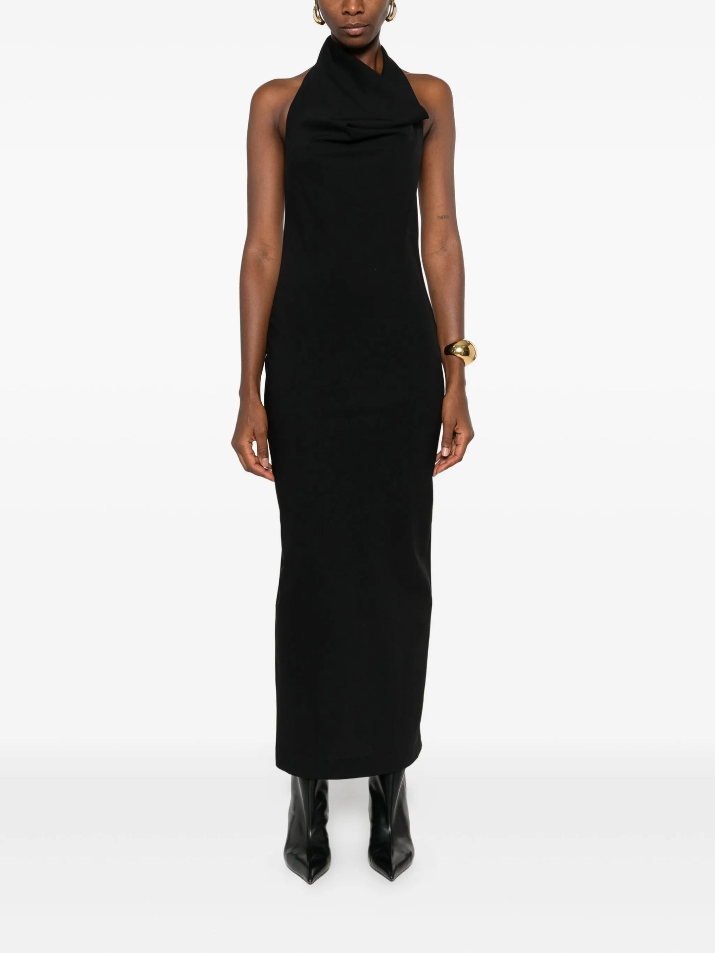 cowl-neck midi dress