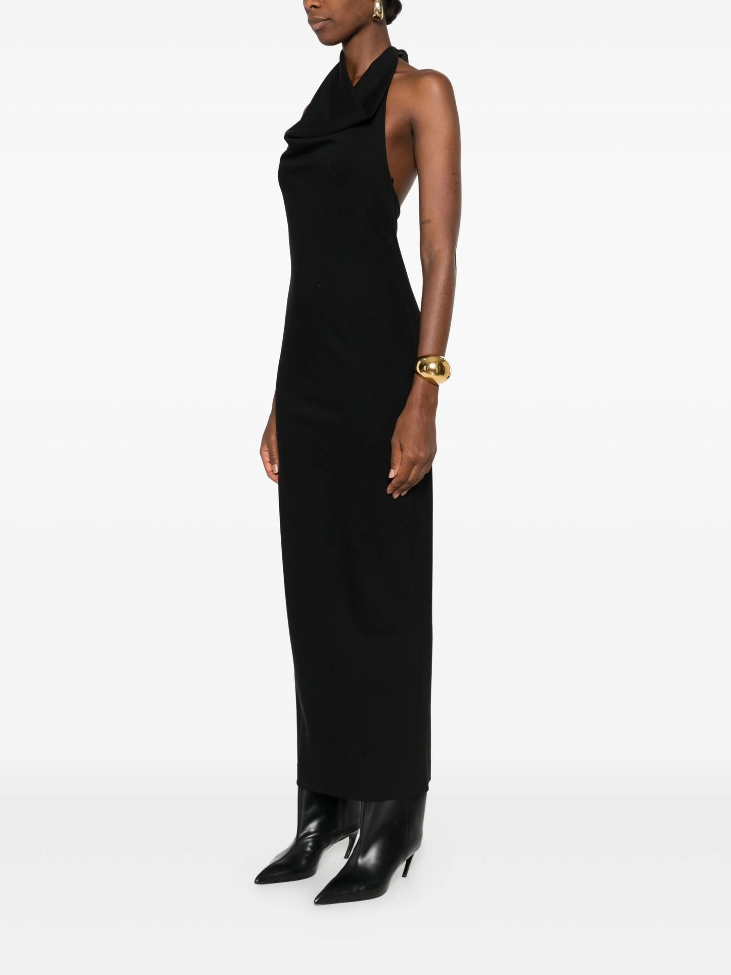 cowl-neck midi dress