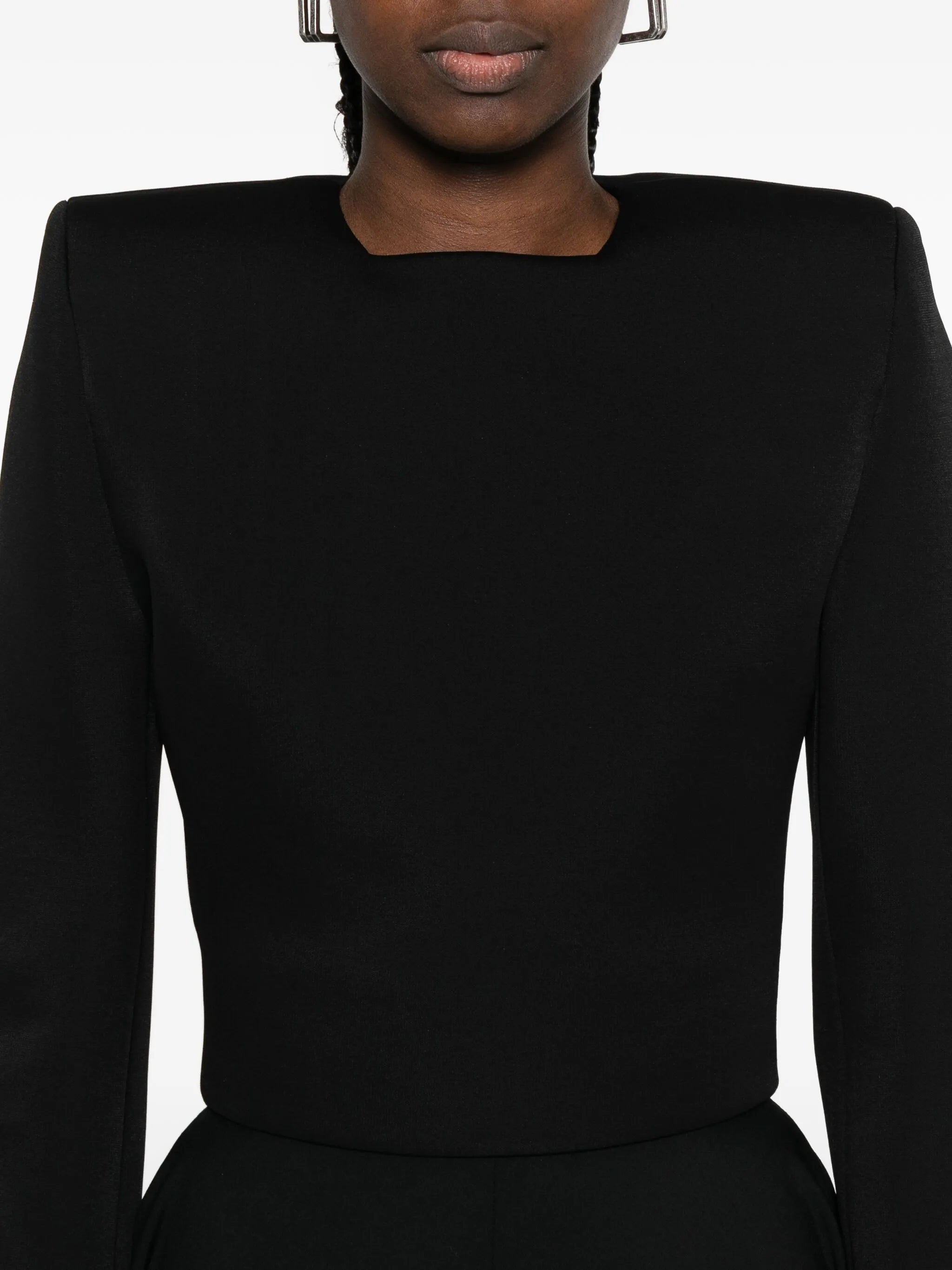 long-sleeve crew-neck blouse