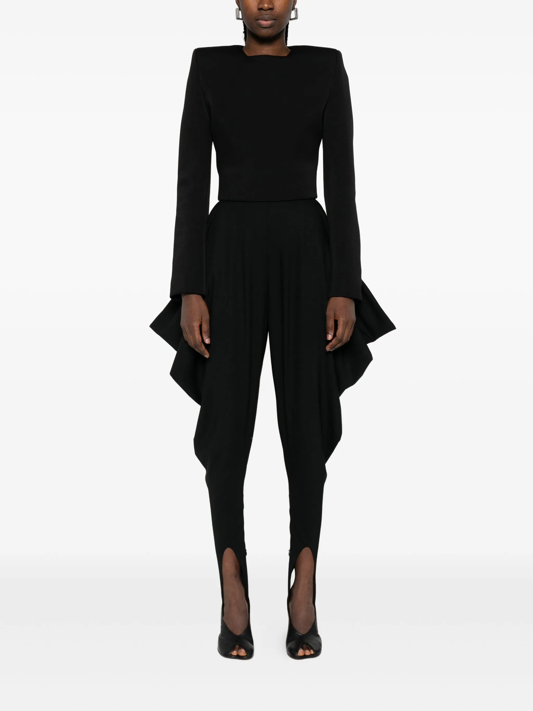 long-sleeve crew-neck blouse
