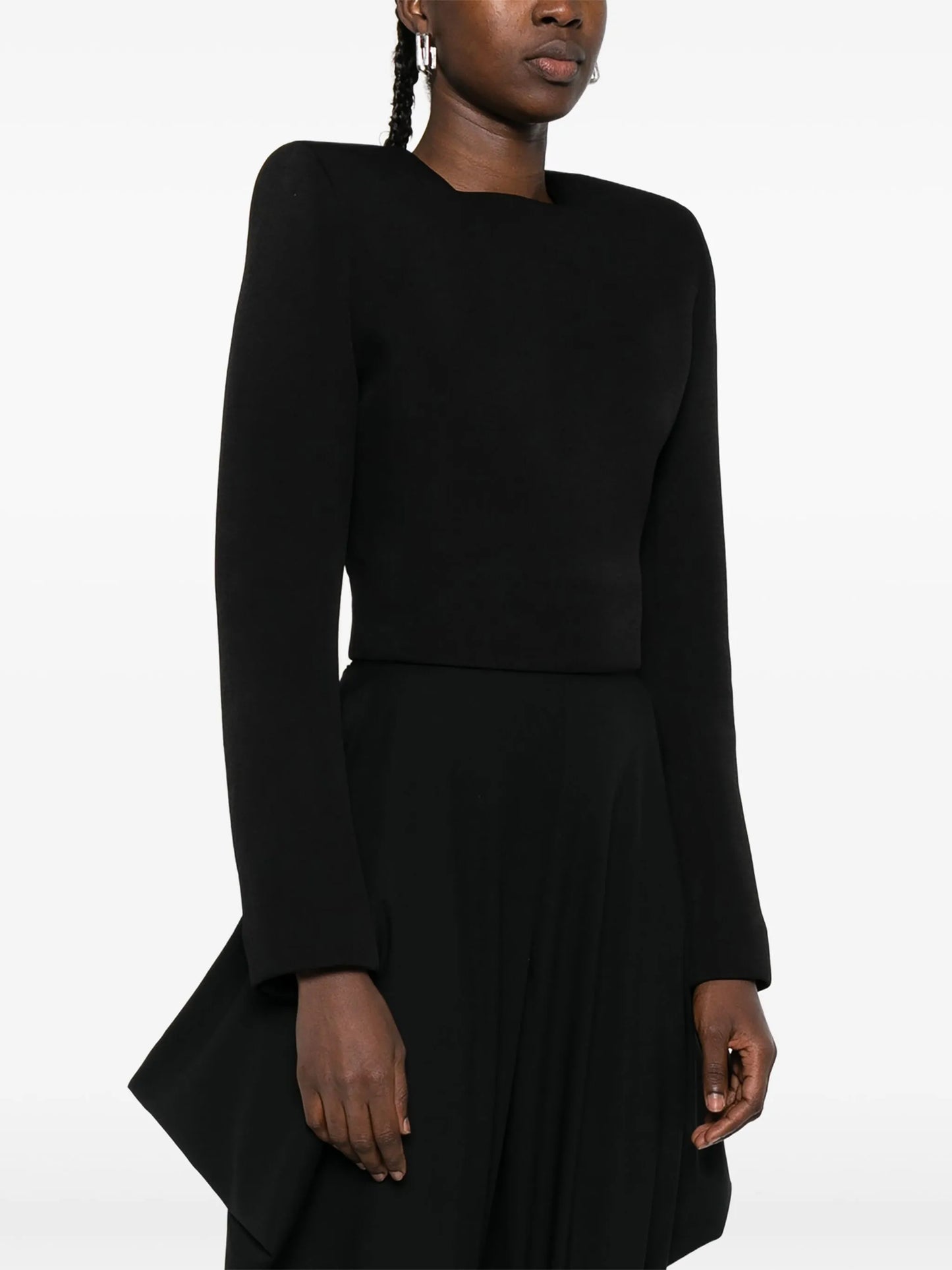 long-sleeve crew-neck blouse