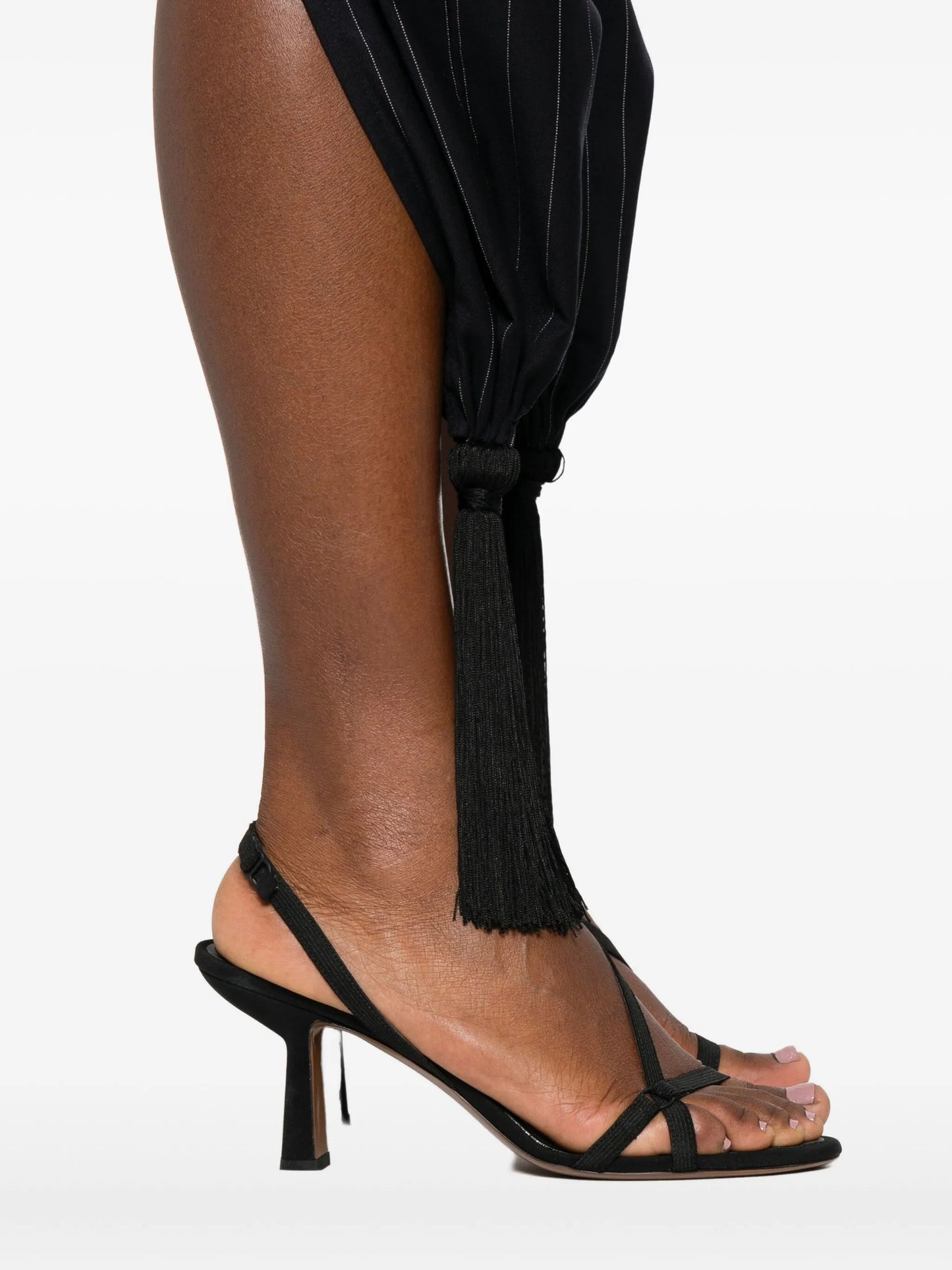pinstripe tasselled trousers